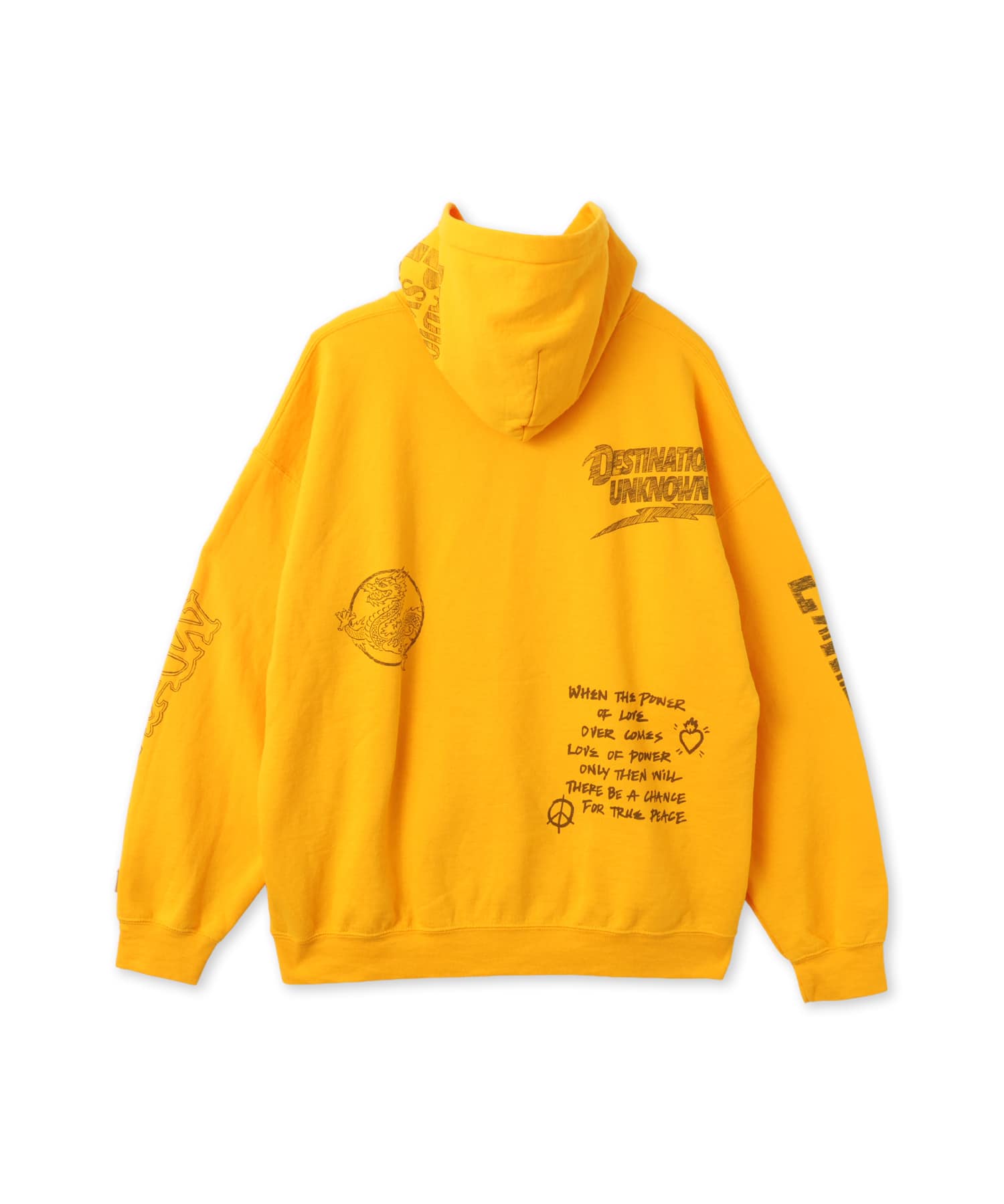 LIBERAIDERS HANDWRITING MULTI LOGO HOODIE YELLOWの画像