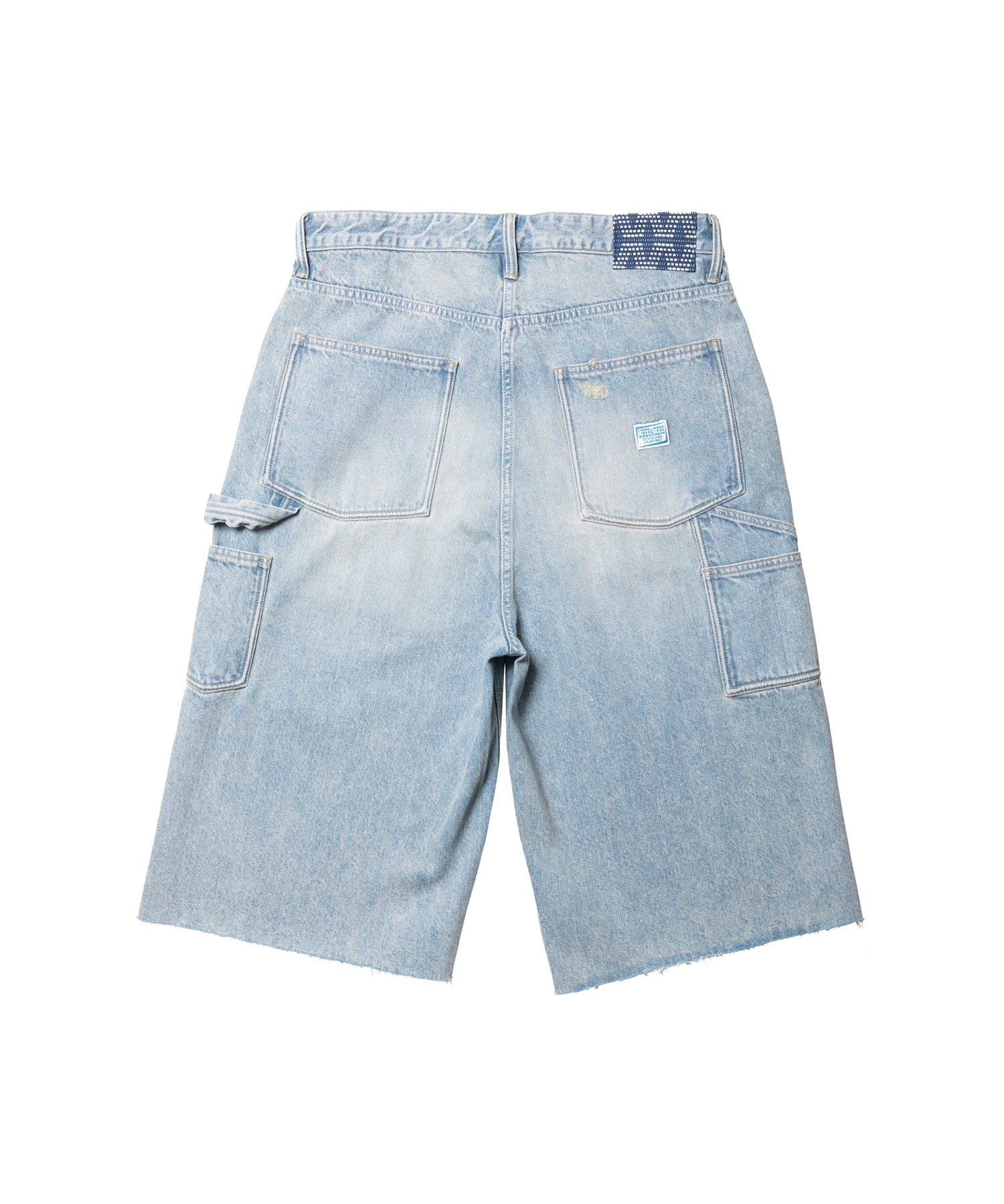 LIBERAIDERS DAMAGED DENIM BUGGY SHORTS BLUEの画像