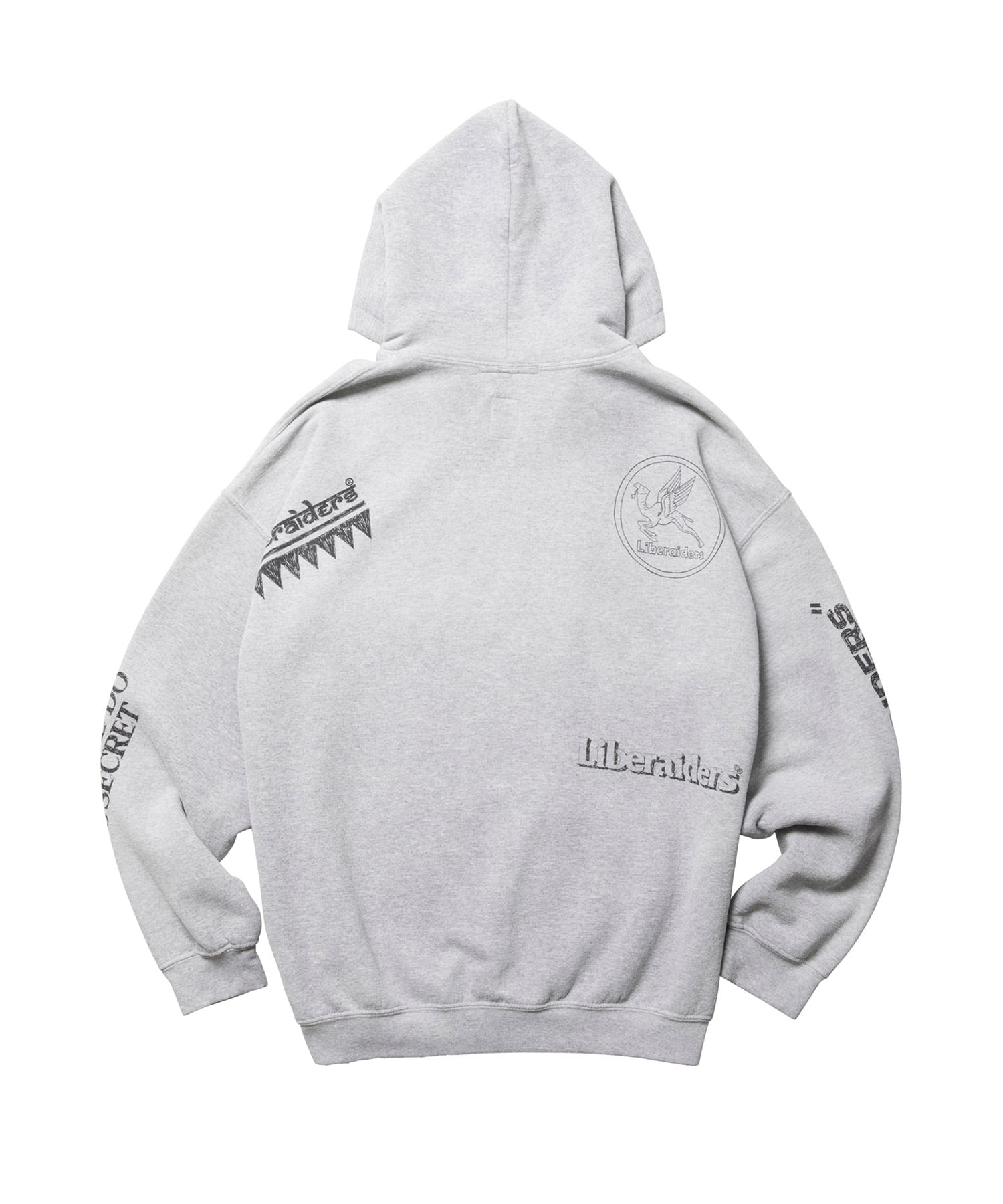 LIBERAIDERS HANDWRITING PRINT HOODIE GRAYの画像