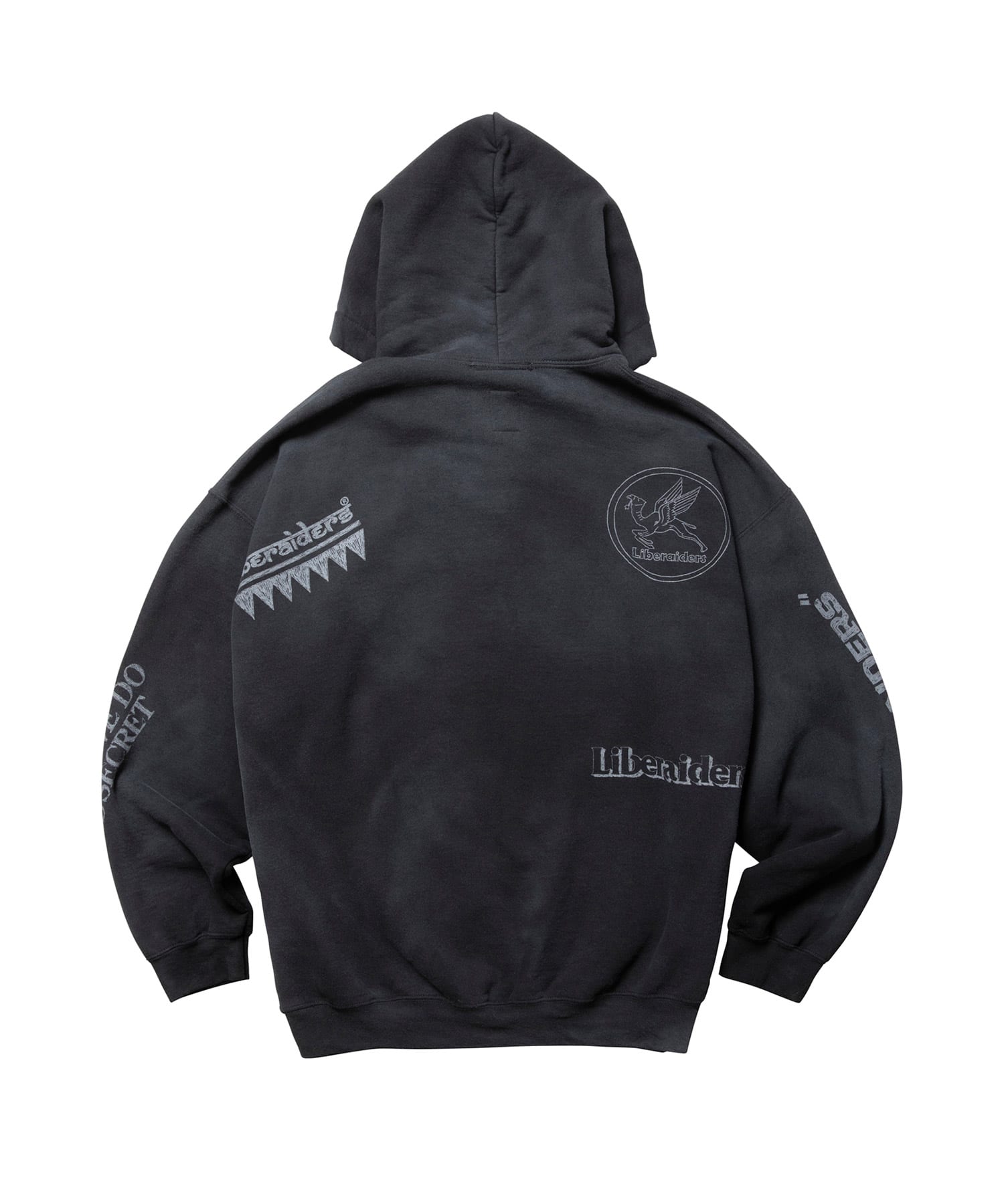 LIBERAIDERS HANDWRITING PRINT HOODIE BLACKの画像