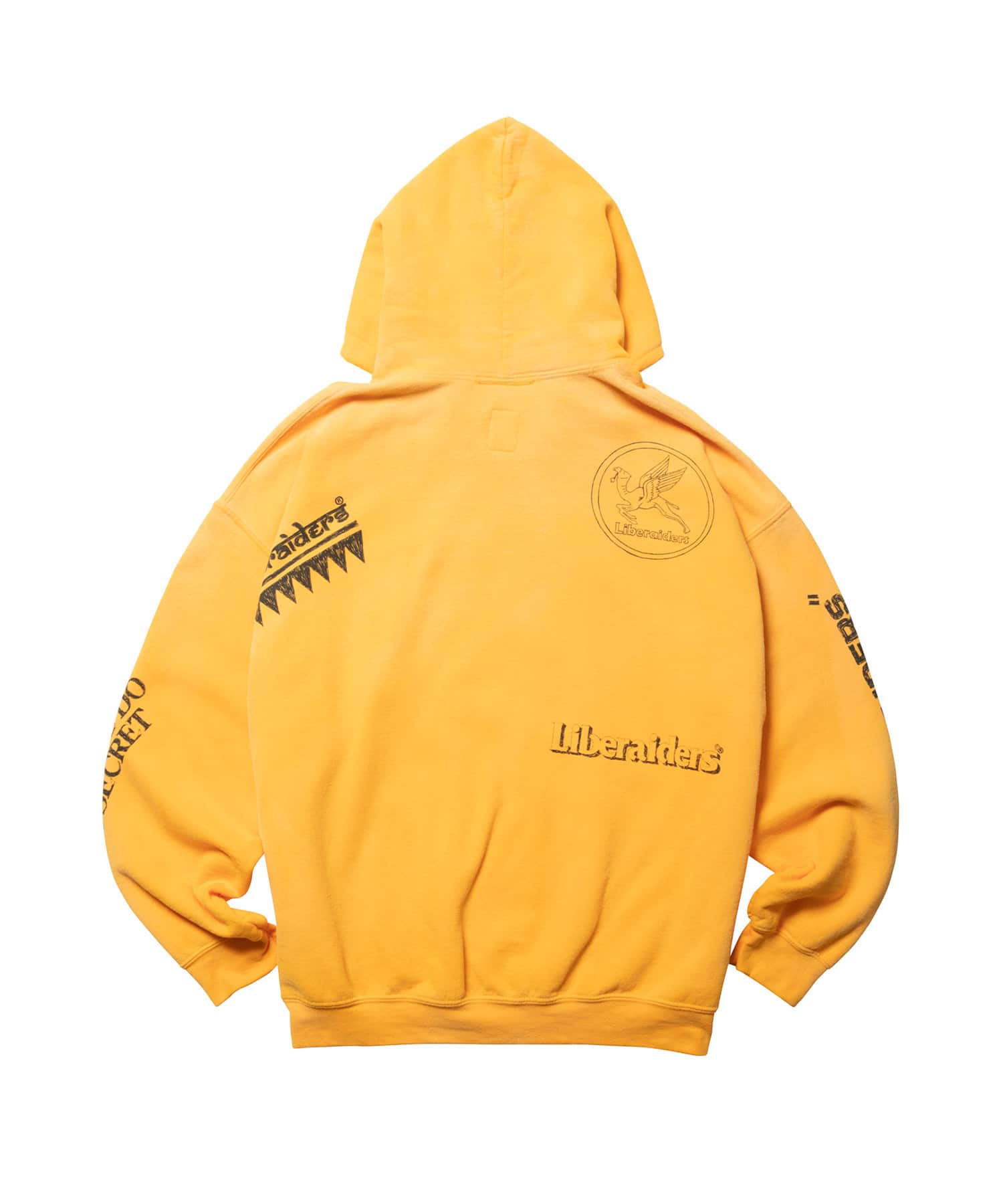 LIBERAIDERS HANDWRITING PRINT HOODIE YELLOWの画像