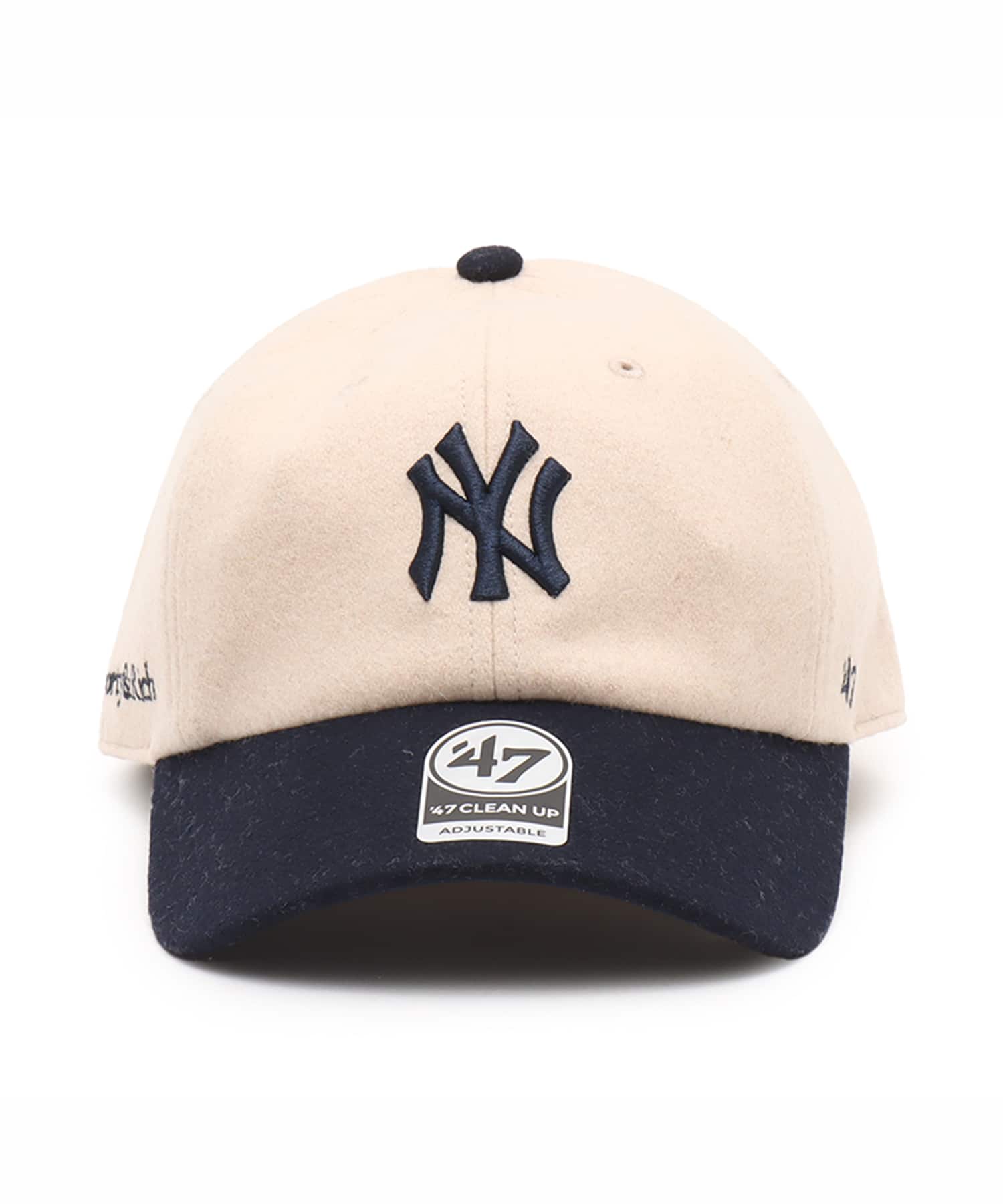 SPORTY＆RICH Yankees Serif Wool Hat Ecru/Dark Navyの画像
