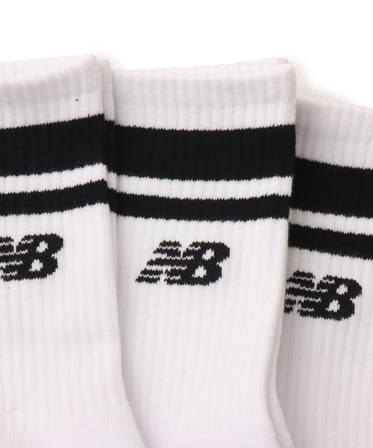 New Balance Everyday Stripe Mid Carf Socks 3 Pack ホワイト/ブラックの画像