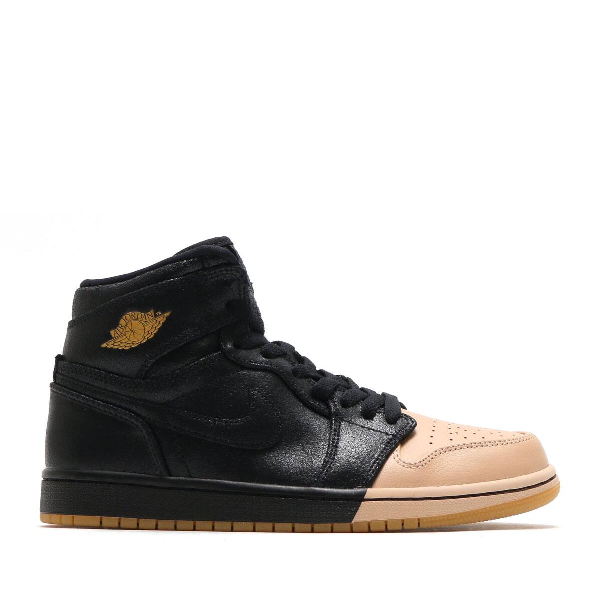 JORDAN BRAND WMNS AIR JORDAN 1 RET HI PREM  BLACK/METALLIC GOLD-VACHETTA TANの画像