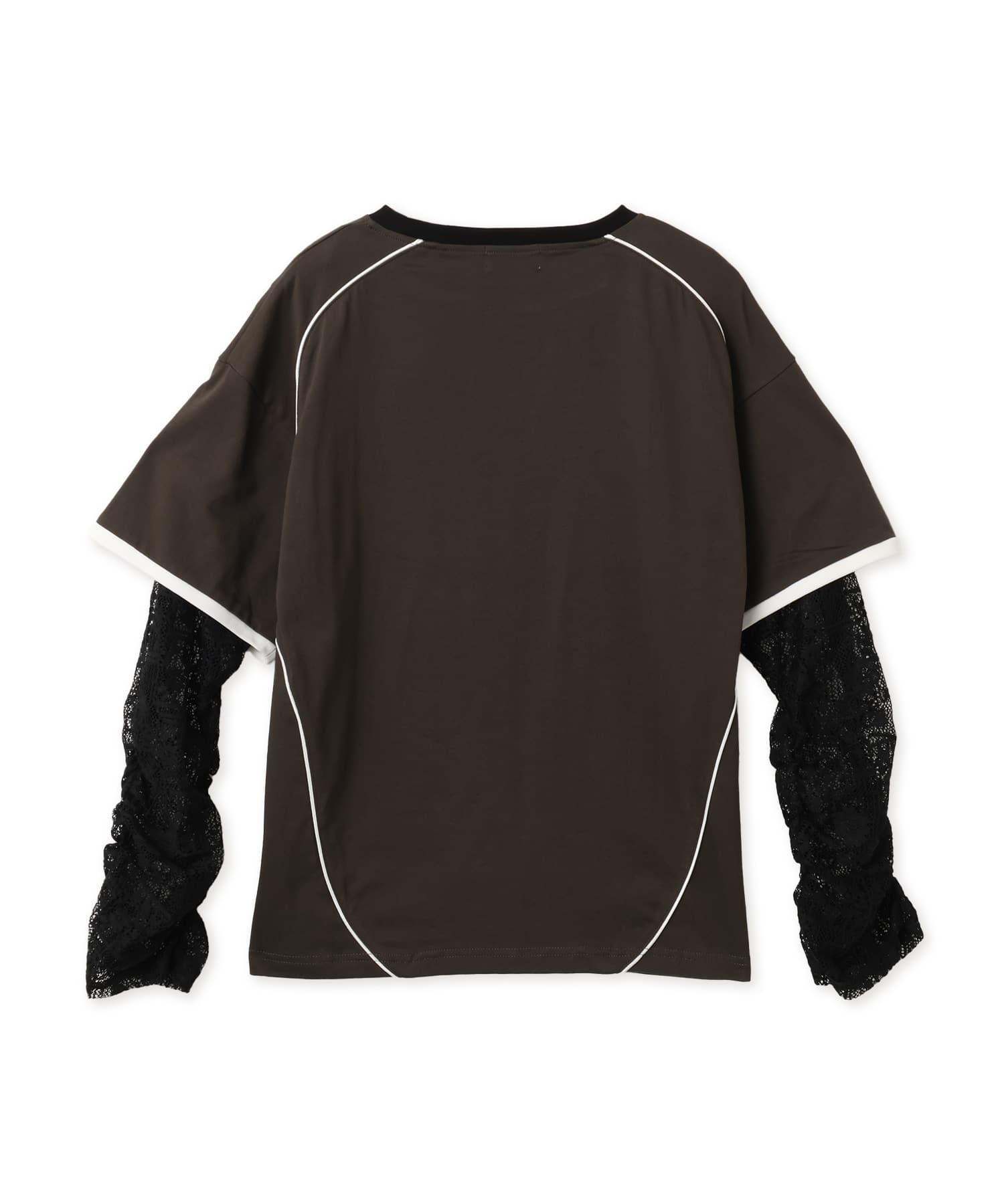 atmos pink Layered Lace Sleeve T-Shirt BLACKの画像