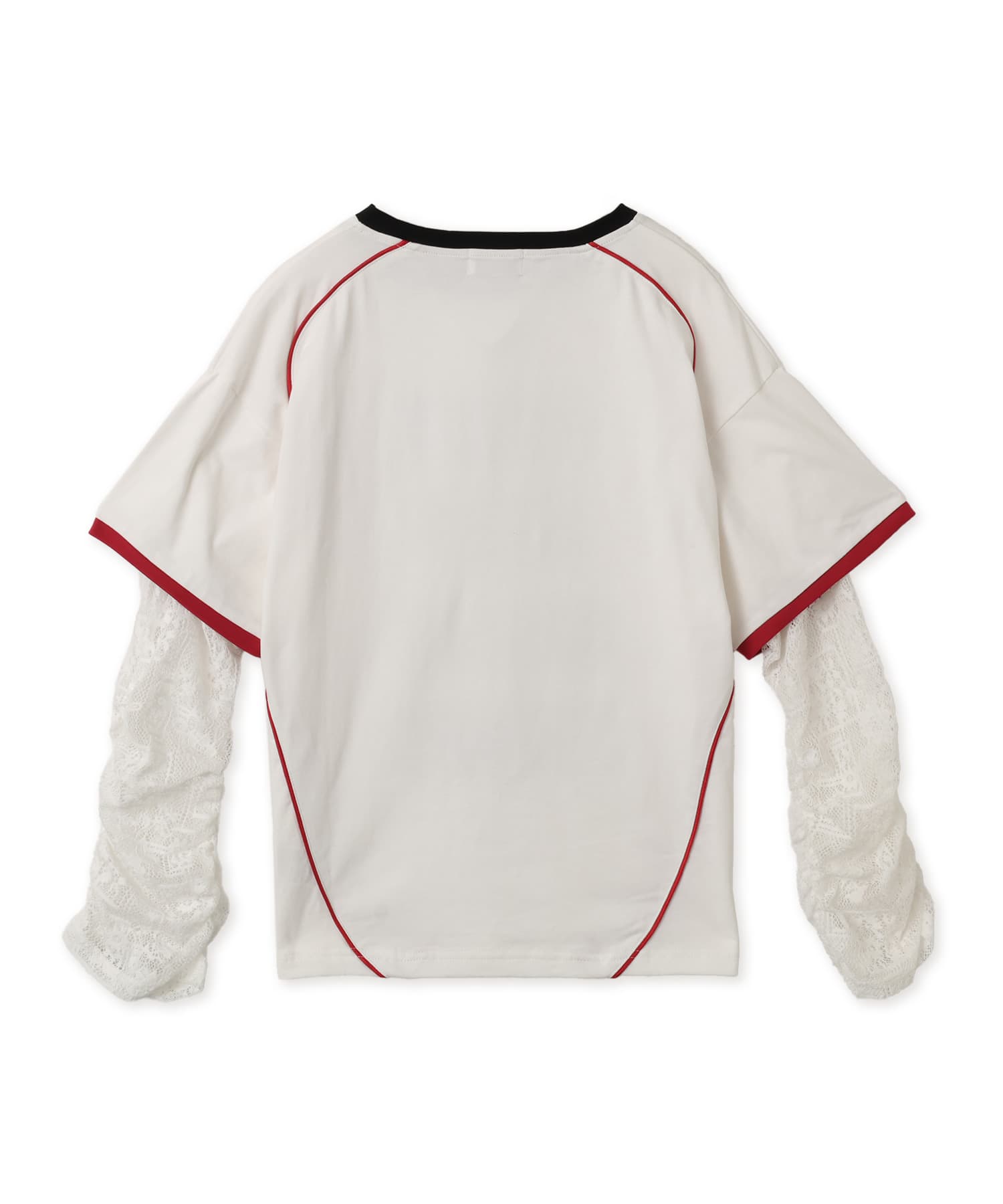 atmos pink Layered Lace Sleeve T-Shirt WHITEの画像