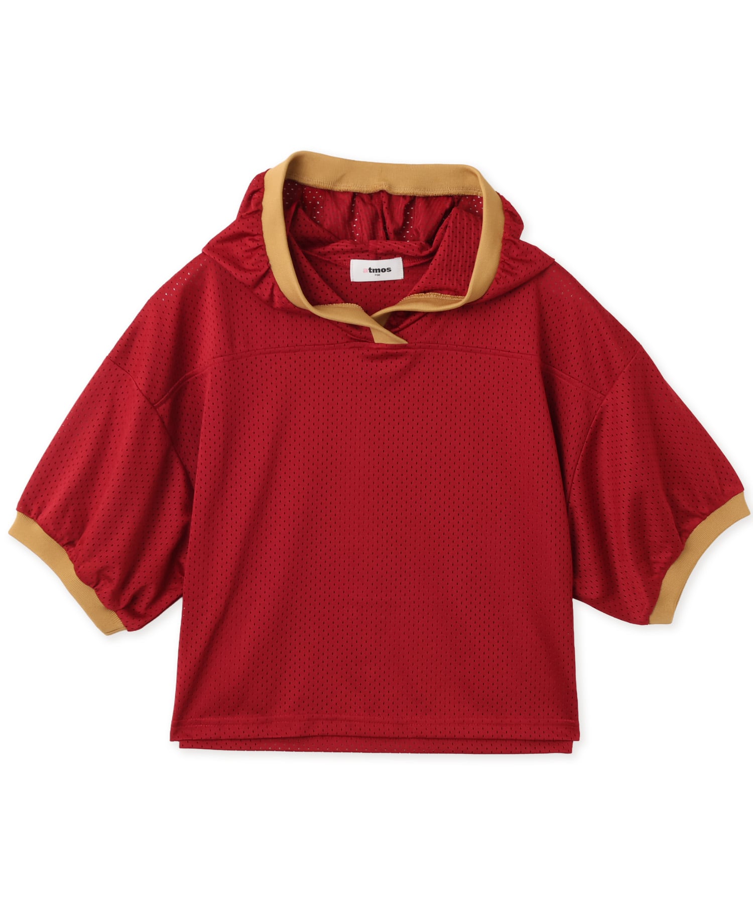 atmos pink Mesh LS Hoodie Tops BURGUNDYの画像