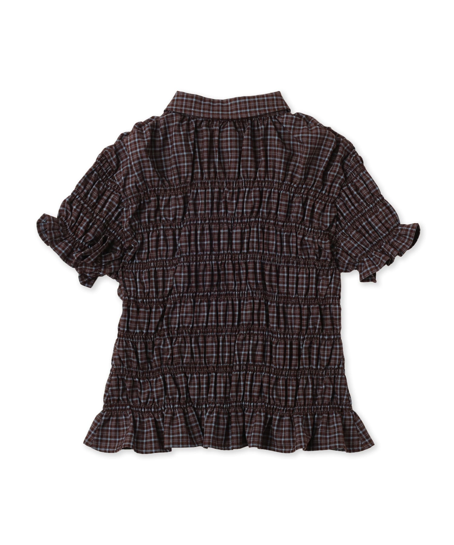 atmos pink Plaid Shirring Shirt BROWNの画像