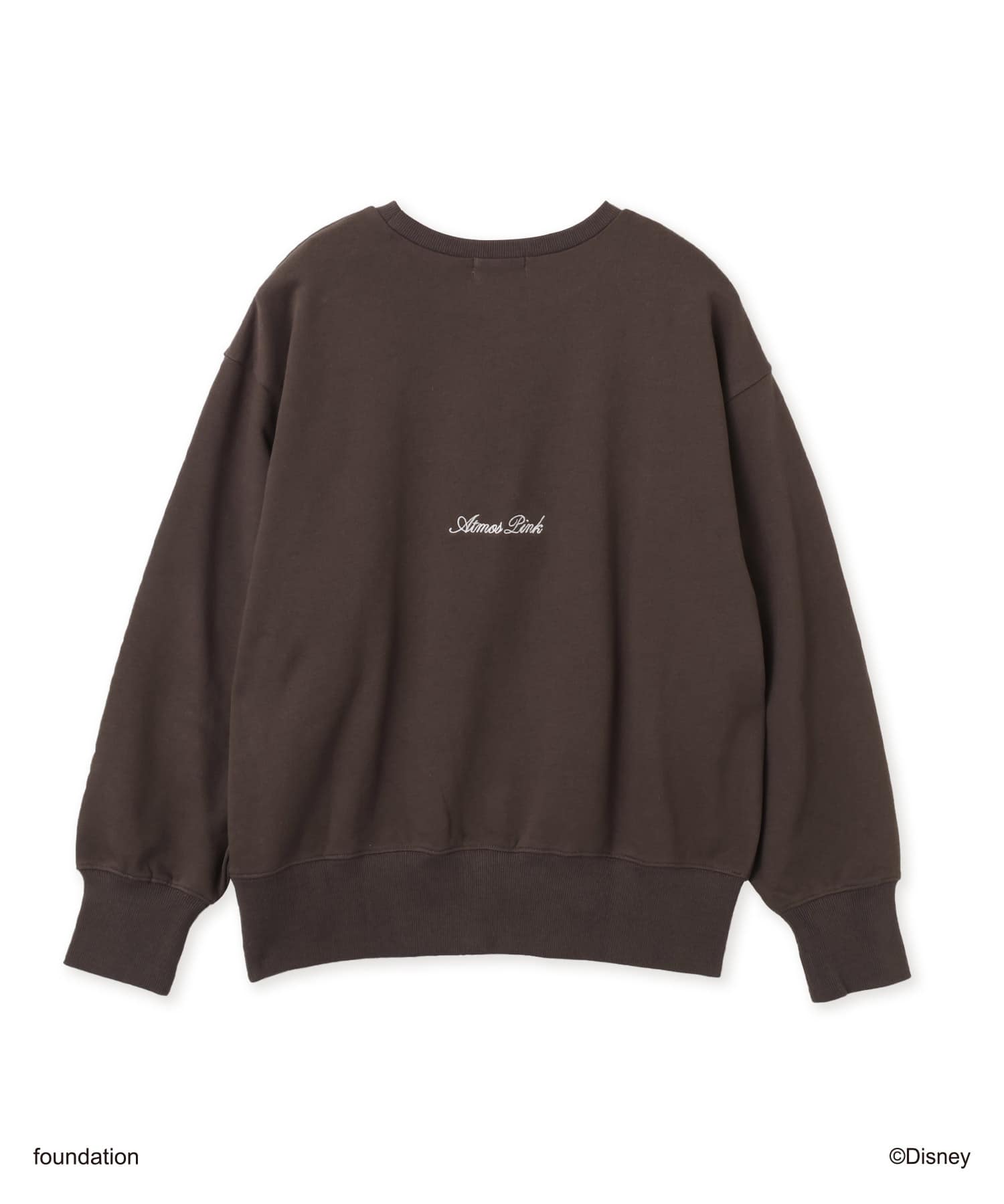 MICKEY & MINNIE / atmos pink Big Face Vintage Like Sweatshirt BLACKの画像