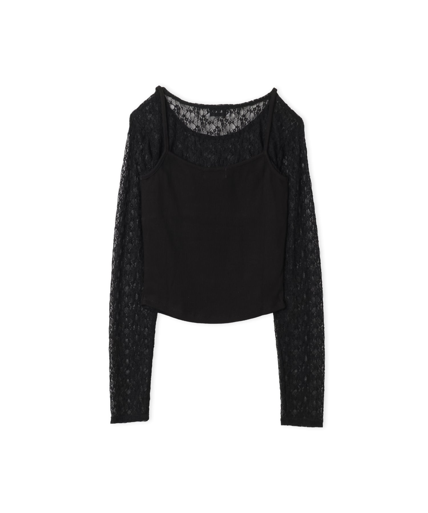 atmos pink Lace LS Top & Camisole Set BLACKの画像