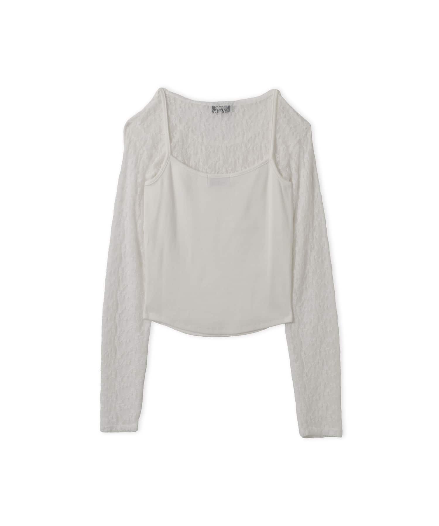 atmos pink Lace LS Top & Camisole Set WHITEの画像