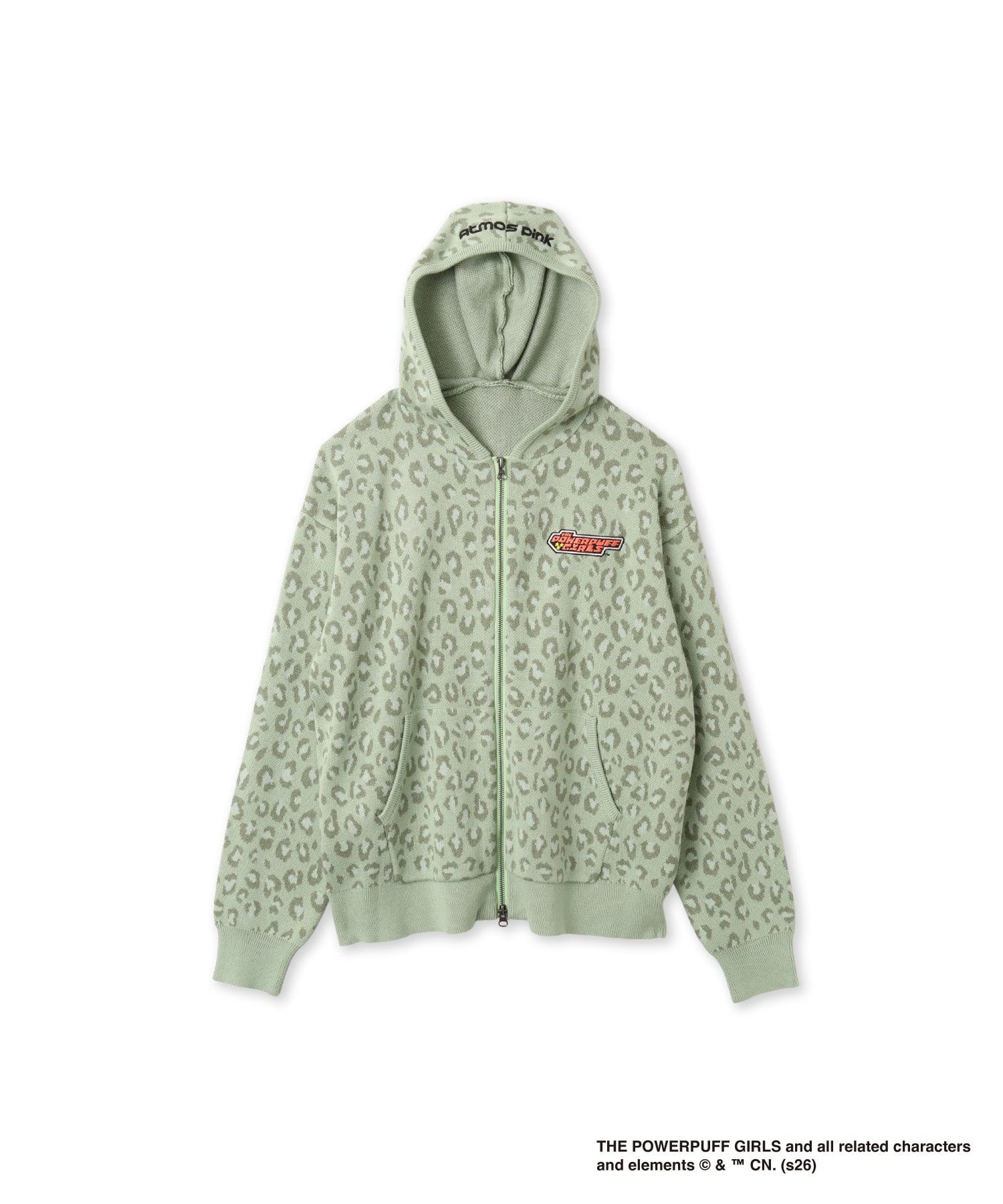 The Powerpuff Girls x atmos pink Leopard Zip-up Hoodie GREENの画像