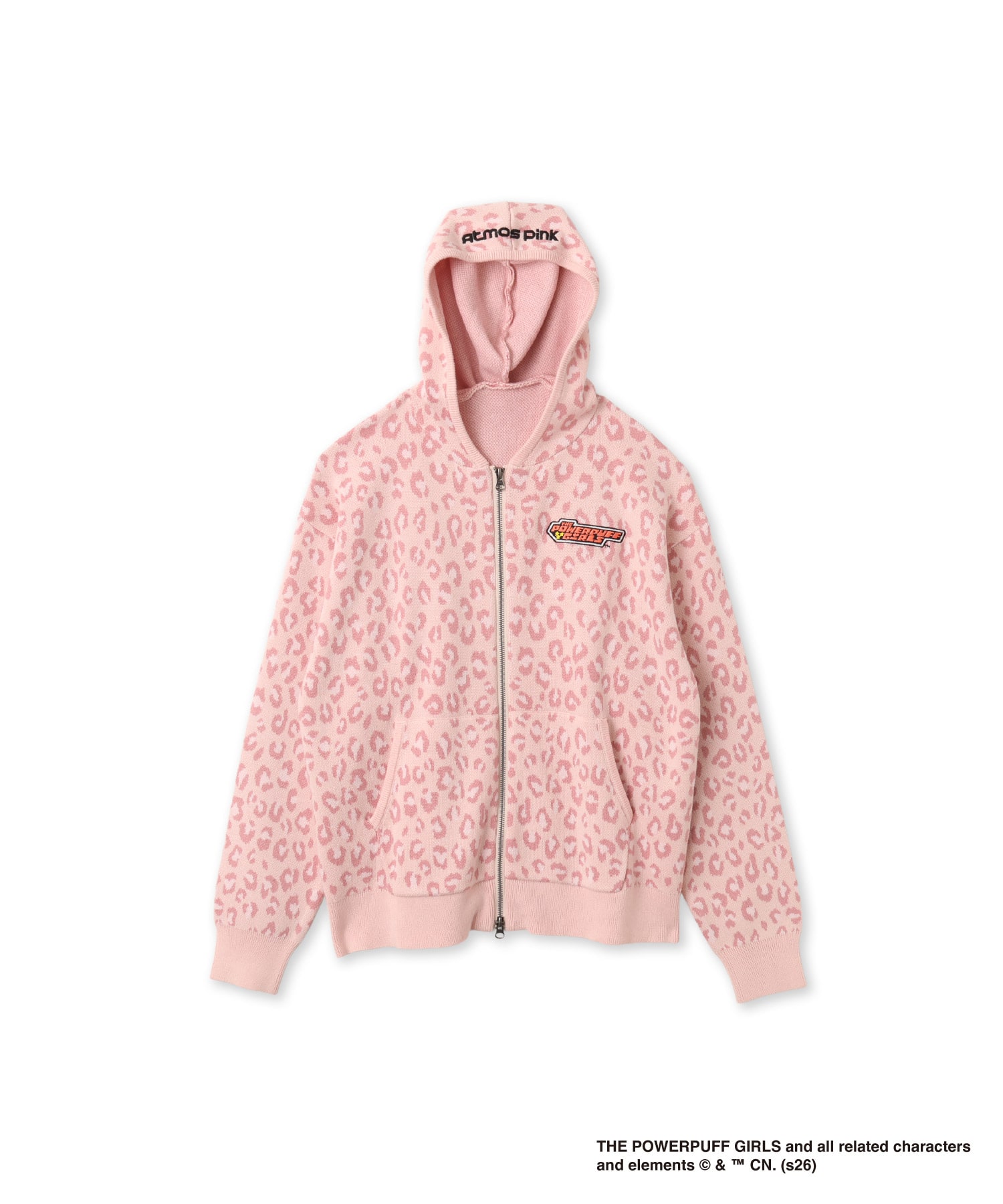 The Powerpuff Girls x atmos pink Leopard Zip-up Hoodie REDの画像