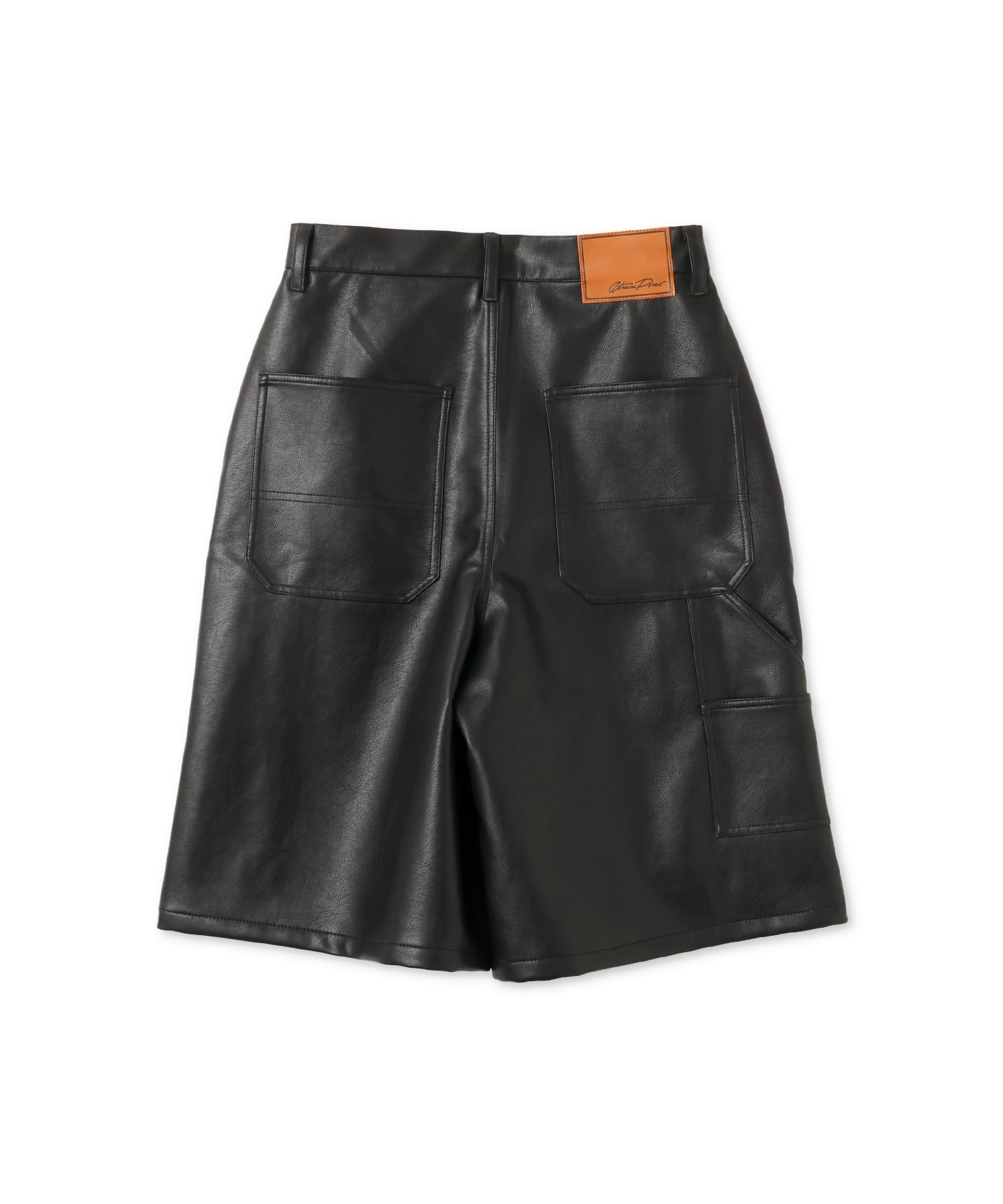 atmos pink Synthetic Leather Half Pants BLACKの画像