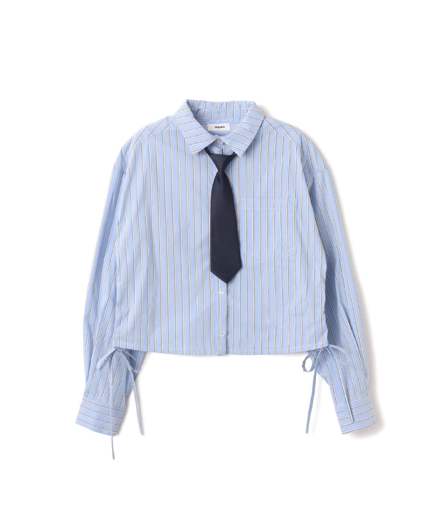 atmos pink Shirring Cropped Shirt SAXの画像