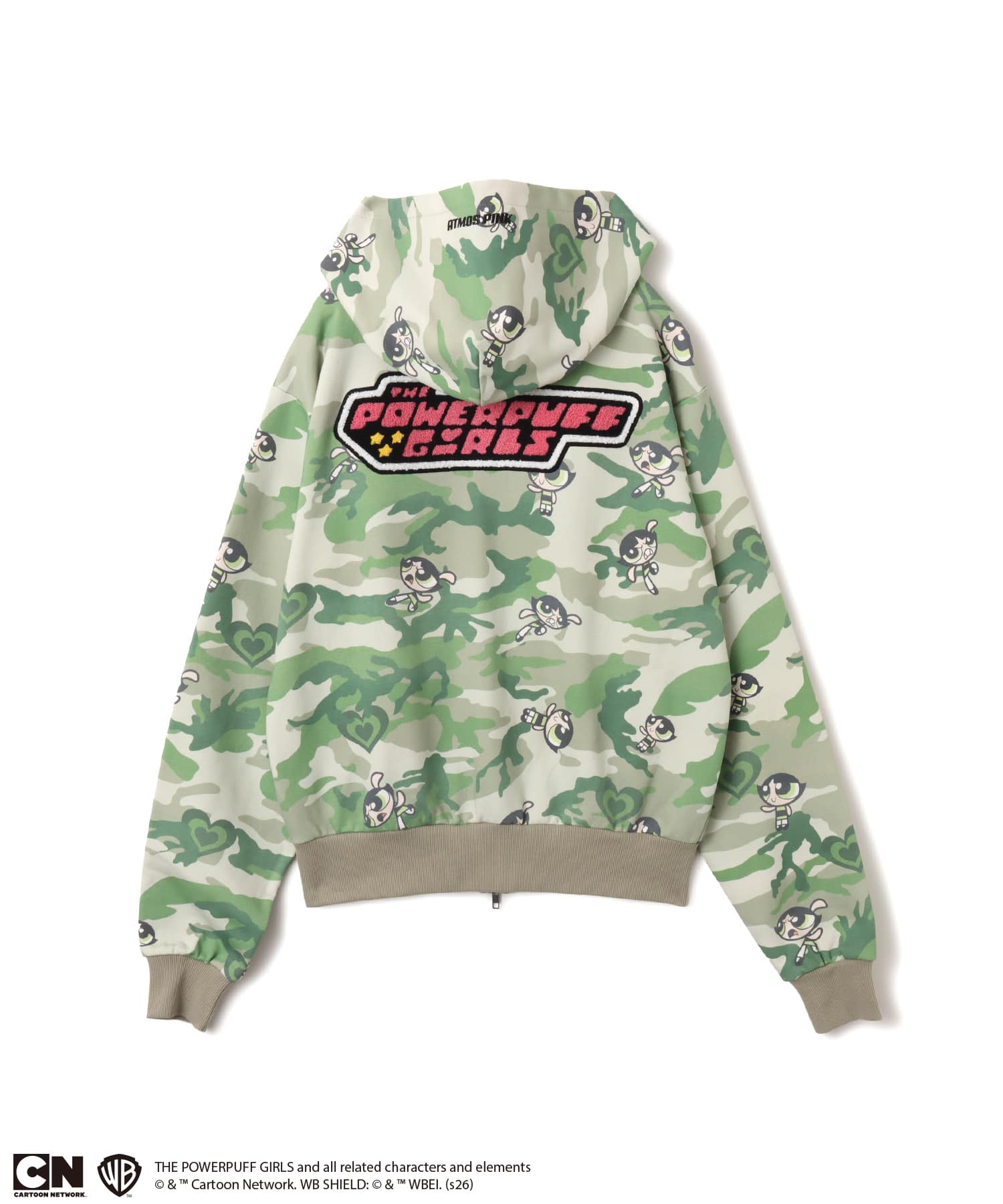 The Powerpuff Girls x atmos pink Camouflage Zip-up Hoodie GREENの画像