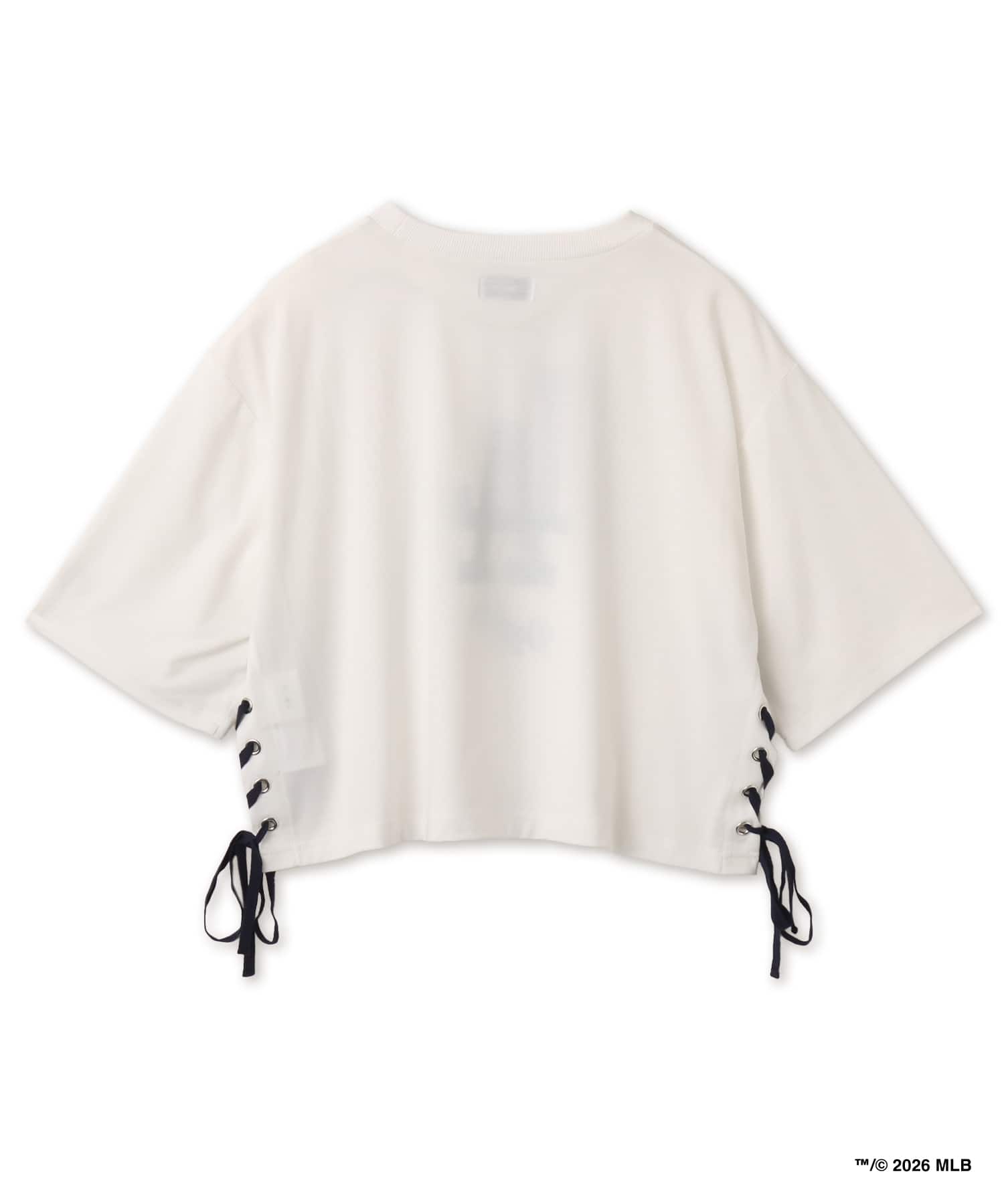 atmos pink x MLB Lace-up T-shirt WHITEの画像