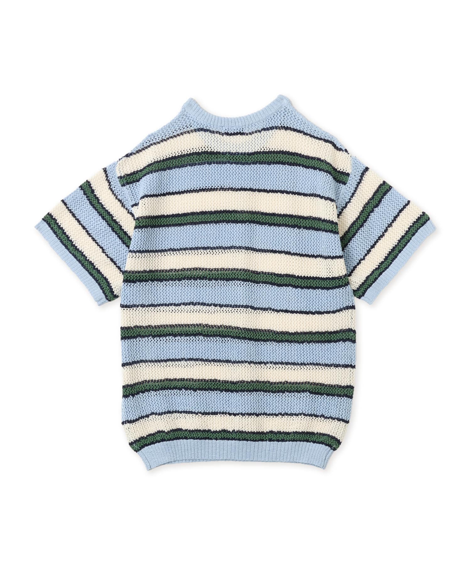 atmos pink Border Mesh Knit Tops BLUEの画像