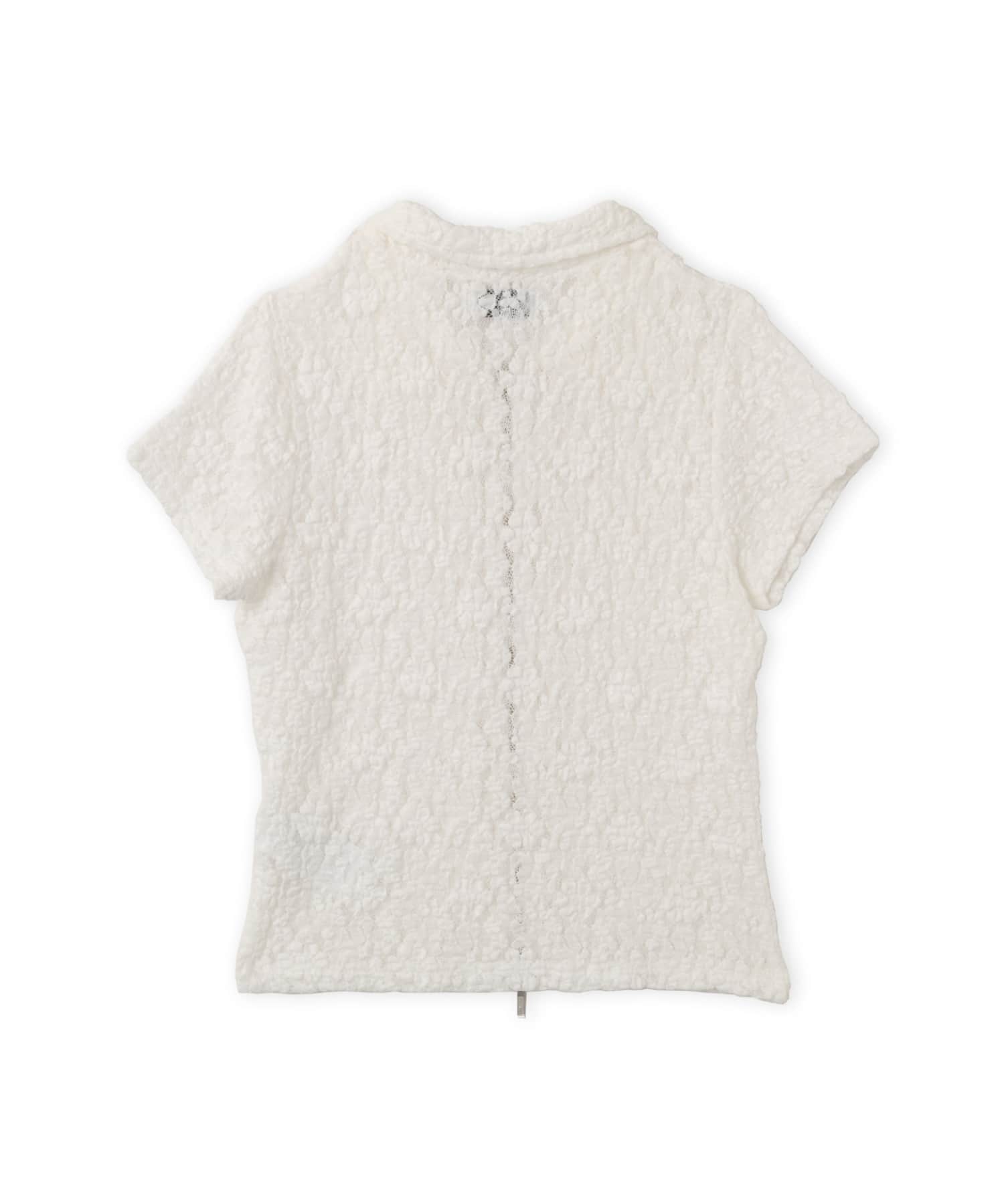 atmos pink Lace Zip-up Shirt WHITEの画像