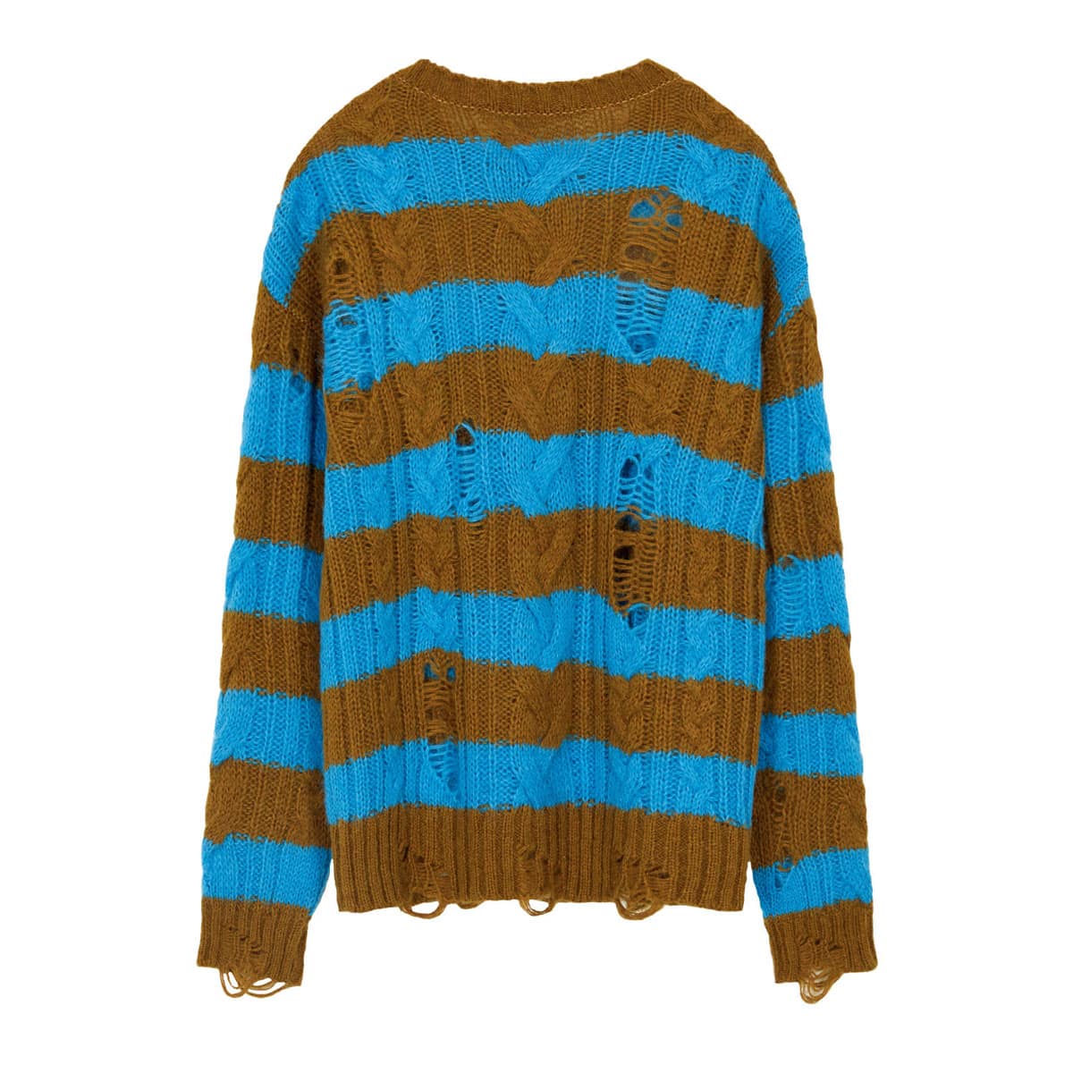 Andersson Bell UNISEX DESTROYED STRIPE CABLE SWEATER 
