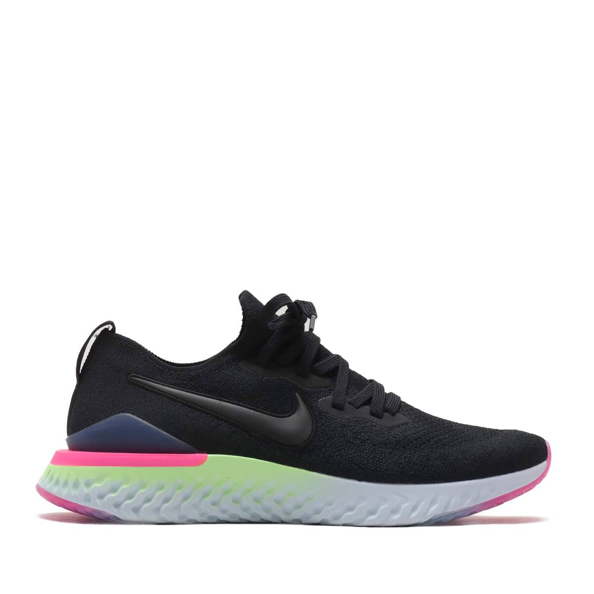 Nike Epic React Flyknit 2 Black Black Sapphire Lime Blast 19sp I