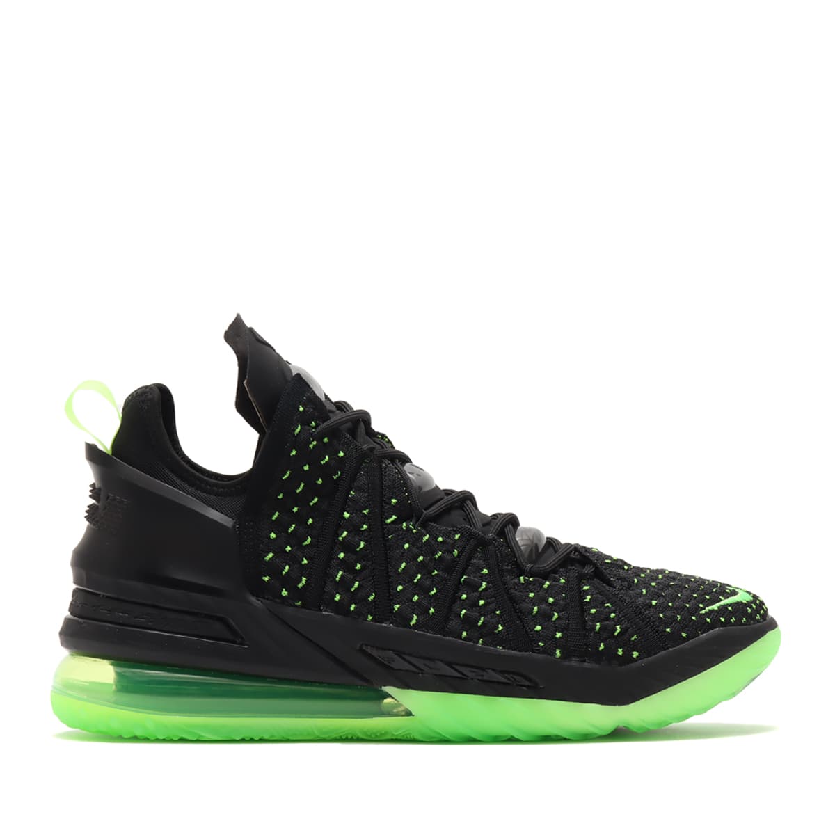 NIKE LEBRON XVIII BLACK/ELECTRIC GREEN-BLACK 21SP-Iの画像