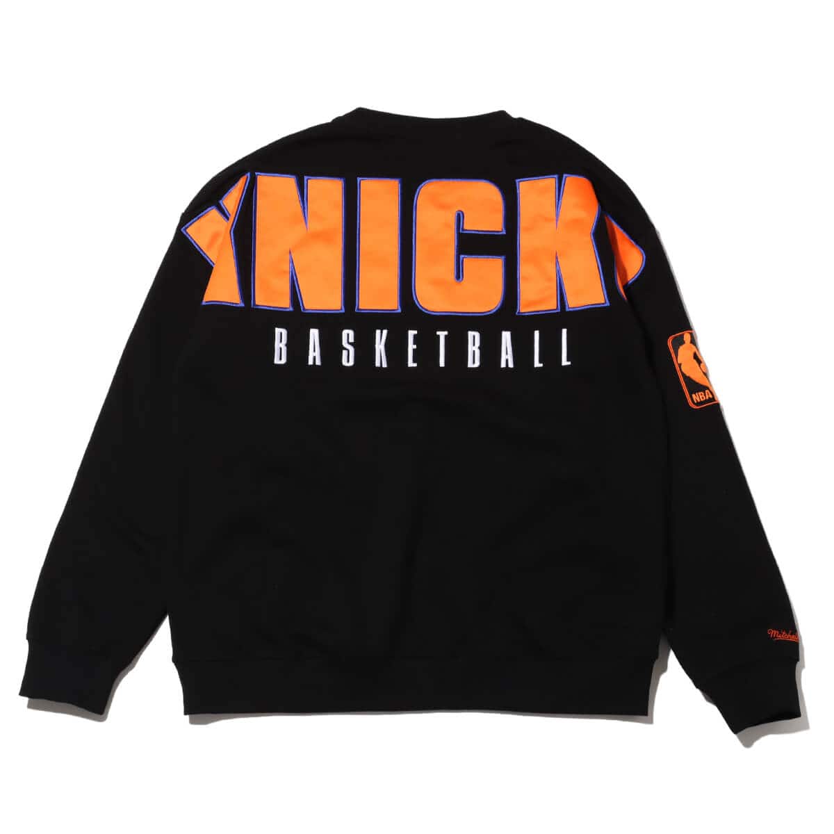 Mitchell & Ness TEAM FIRST SATIN FLEECE CREW NYK BLACK 23FW-Iの画像