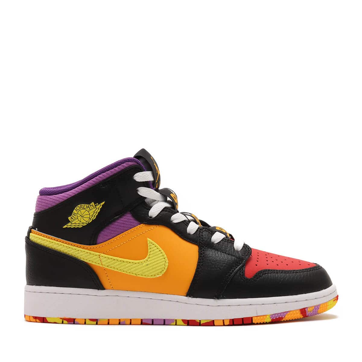 JORDAN BRAND AIR JORDAN 1 MID SS GS (BLACK/OPTI YELLOW-UNIVERSITY RED)  23HO-I