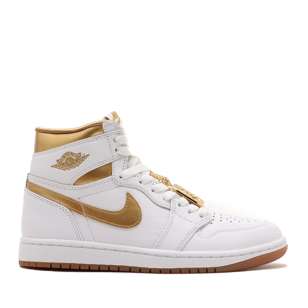 JORDAN BRAND WMNS AIR JORDAN 1 RETRO HI OG WHITE/METALLIC GOLD-GUM ...