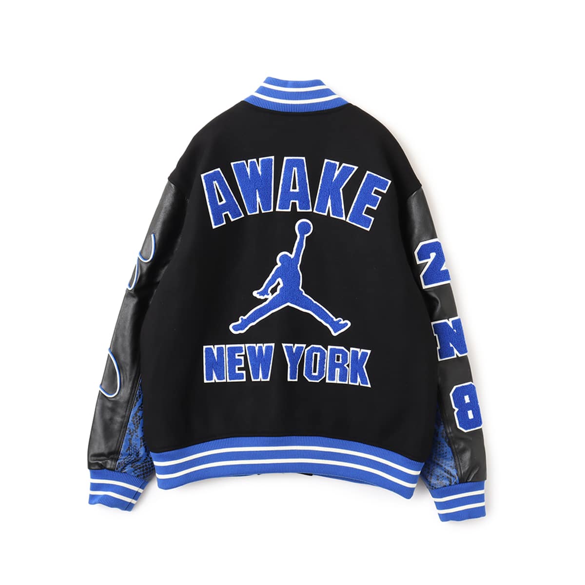 JORDAN BRAND M J AWNY VARSITY JACKET BLACK/GAME ROYAL|atmos（アトモス） 公式オンラインストア