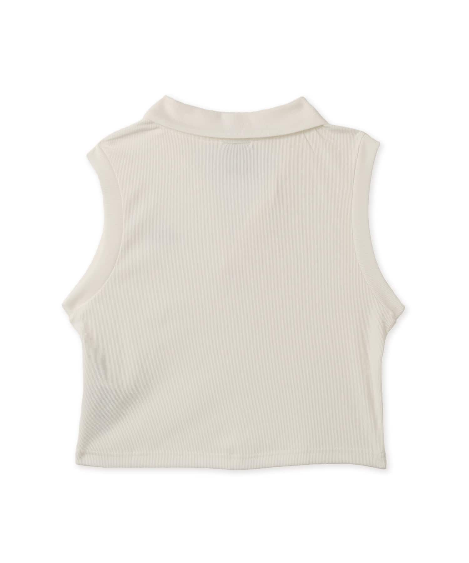 HDEX Womens Open Pique Crop Sleeveless Whiteの画像