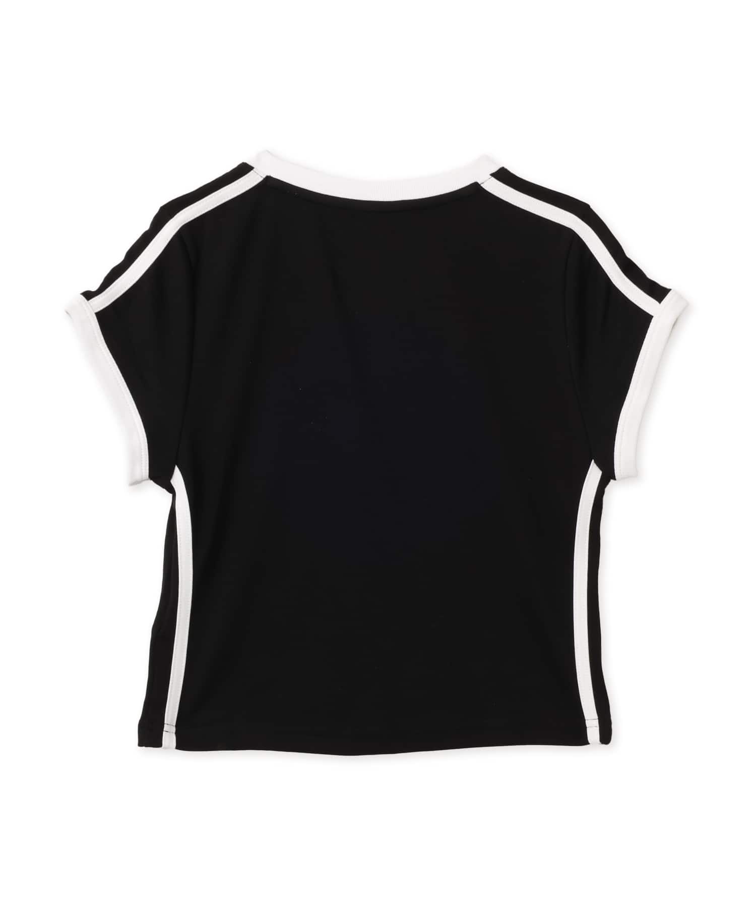 HDEX Womens Sporty Ringer V-Neck Short Sleeve Blackの画像