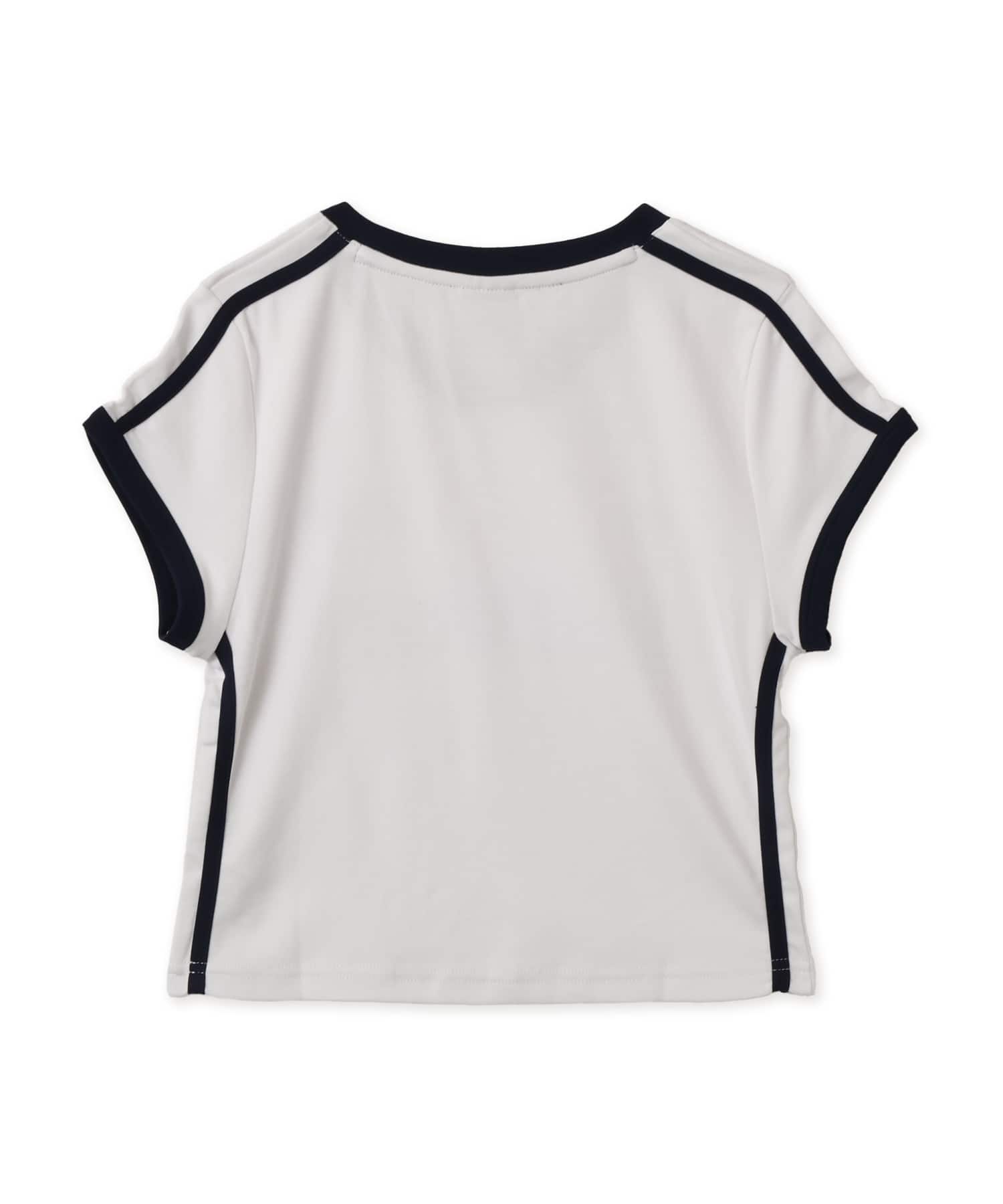 HDEX Womens Sporty Ringer V-Neck Short Sleeve Whiteの画像