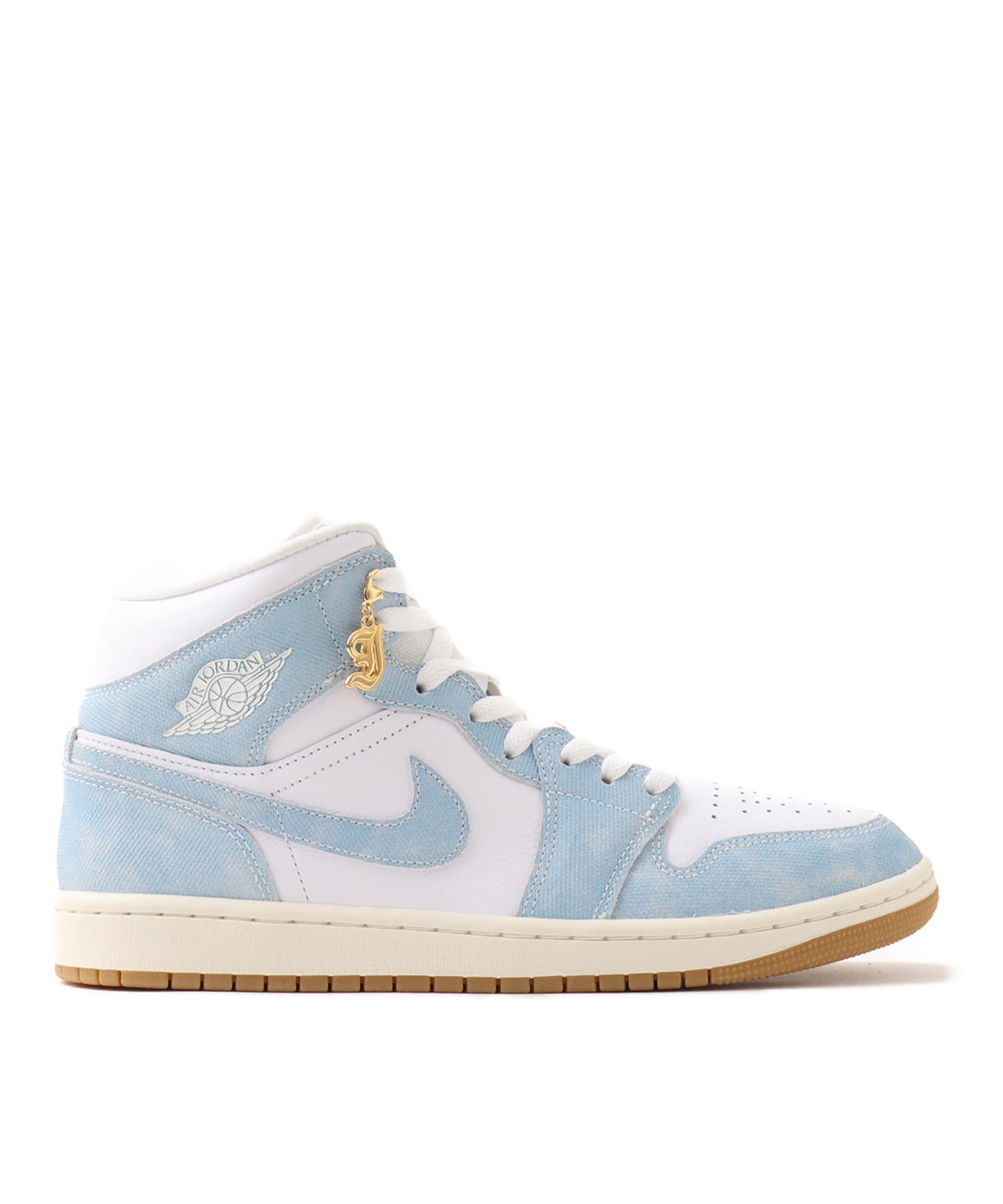 JORDAN BRAND WMNS AIR JORDAN 1 MID SE WHITE/WORN BLUE-SAIL-GUM LIGHT BROWNの画像