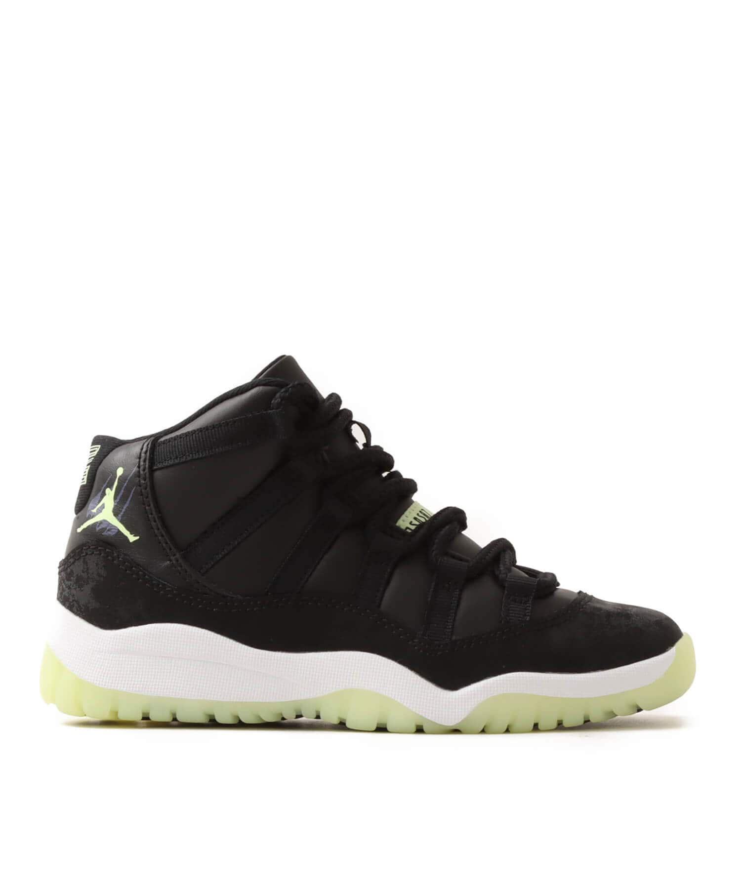 JORDAN BRAND JORDAN 11 RETRO (PS) BLACK/BARELY VOLT-DARK RAISIN-WHITEの画像