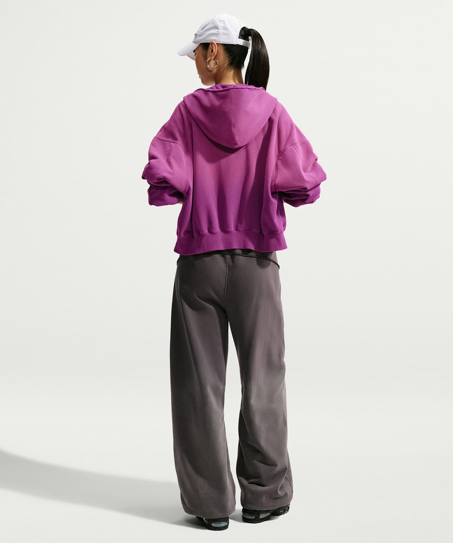 NIKE W NRG NK STUDIO FLEECE HOODIE BOLD BERRYの画像