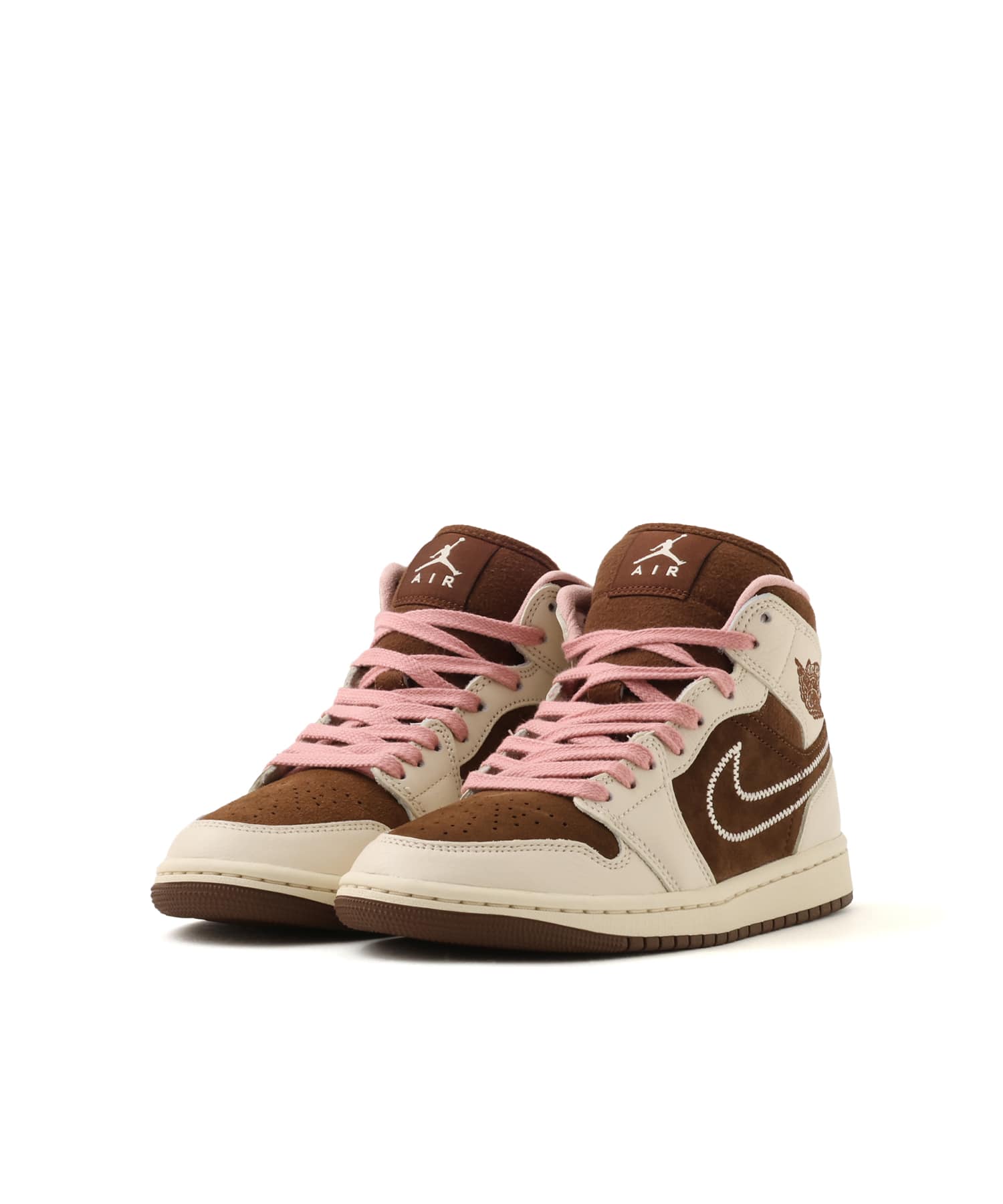 JORDAN BRAND WMNS AIR JORDAN 1 MID SE CACAO WOW/PEARL WHITE-RUST PINKの画像
