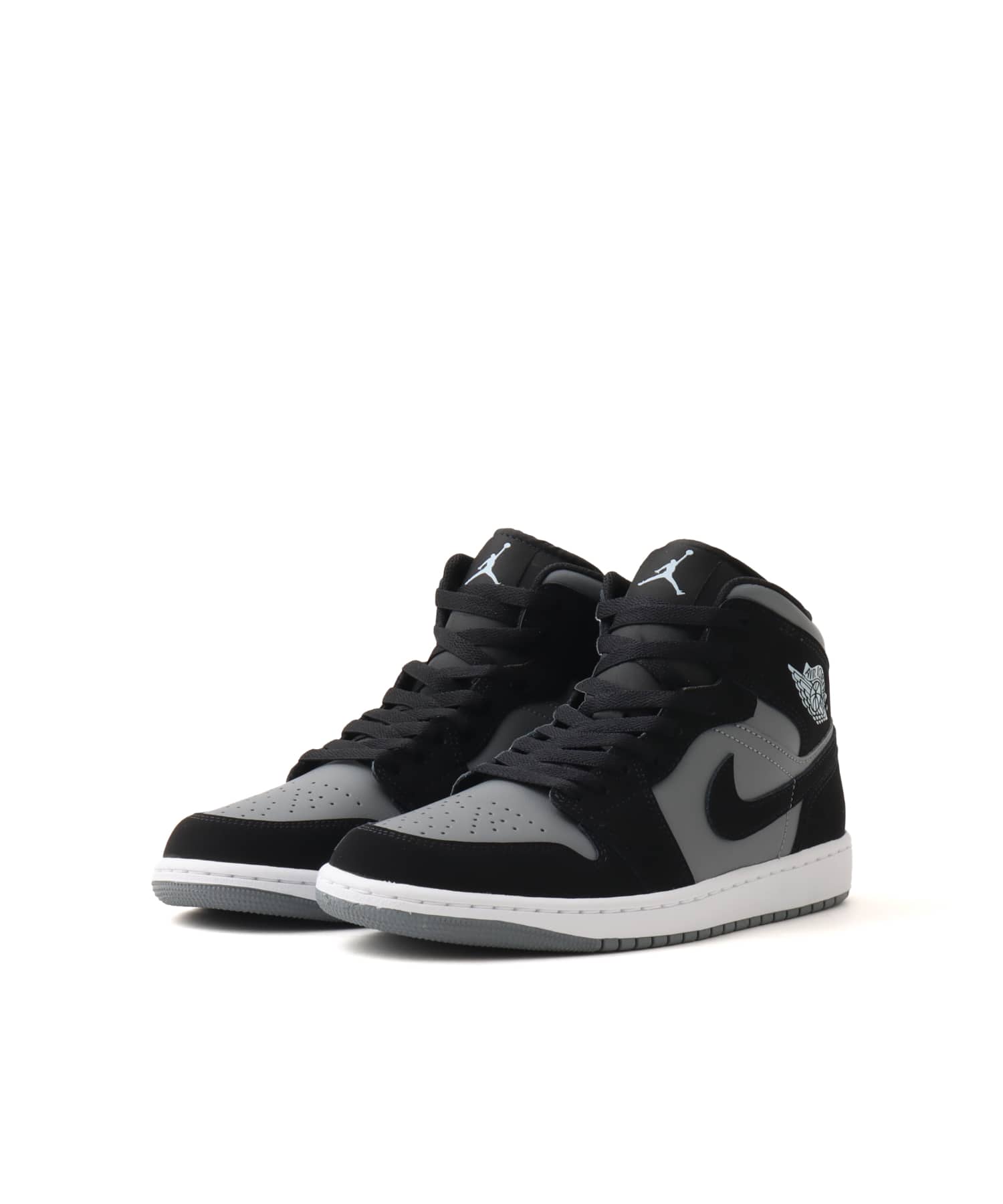 JORDAN BRAND AIR JORDAN 1 MID BLACK/BLACK-COOL GREY-LT ARMORY BLUEの画像