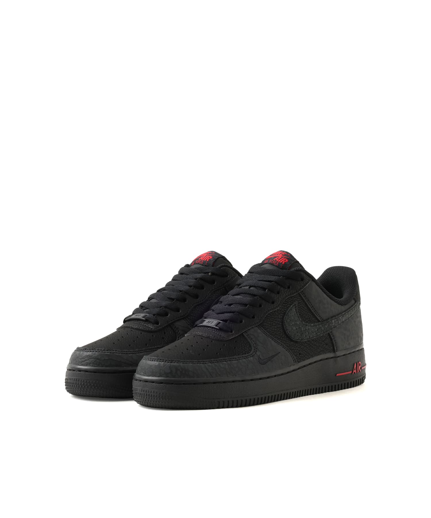 NIKE AIR FORCE 1 '07 BLACK/BLACK-TOUGH RED-DK SMOKE GREY-GREY FOGの画像