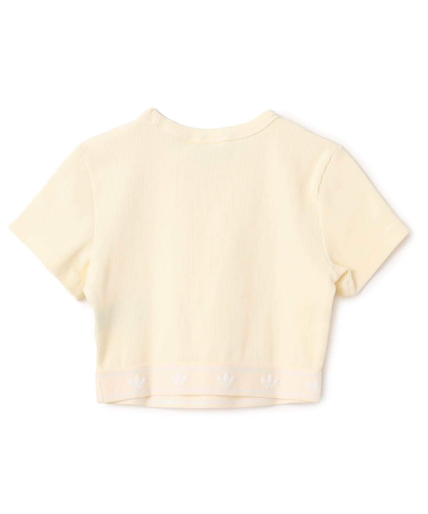 adidas RIB SHORT SLEEVE TOP クリームホワイトの画像