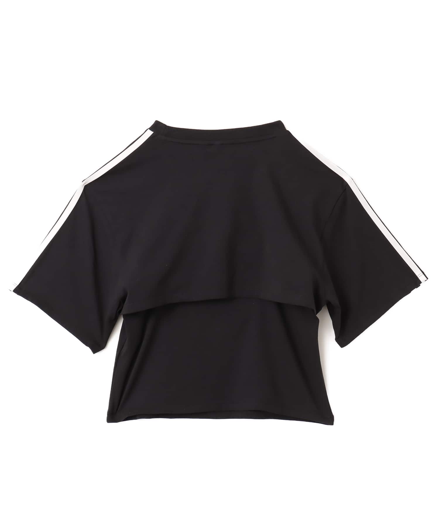 adidas CUT-OUT TEE ブラック/ホワイトの画像