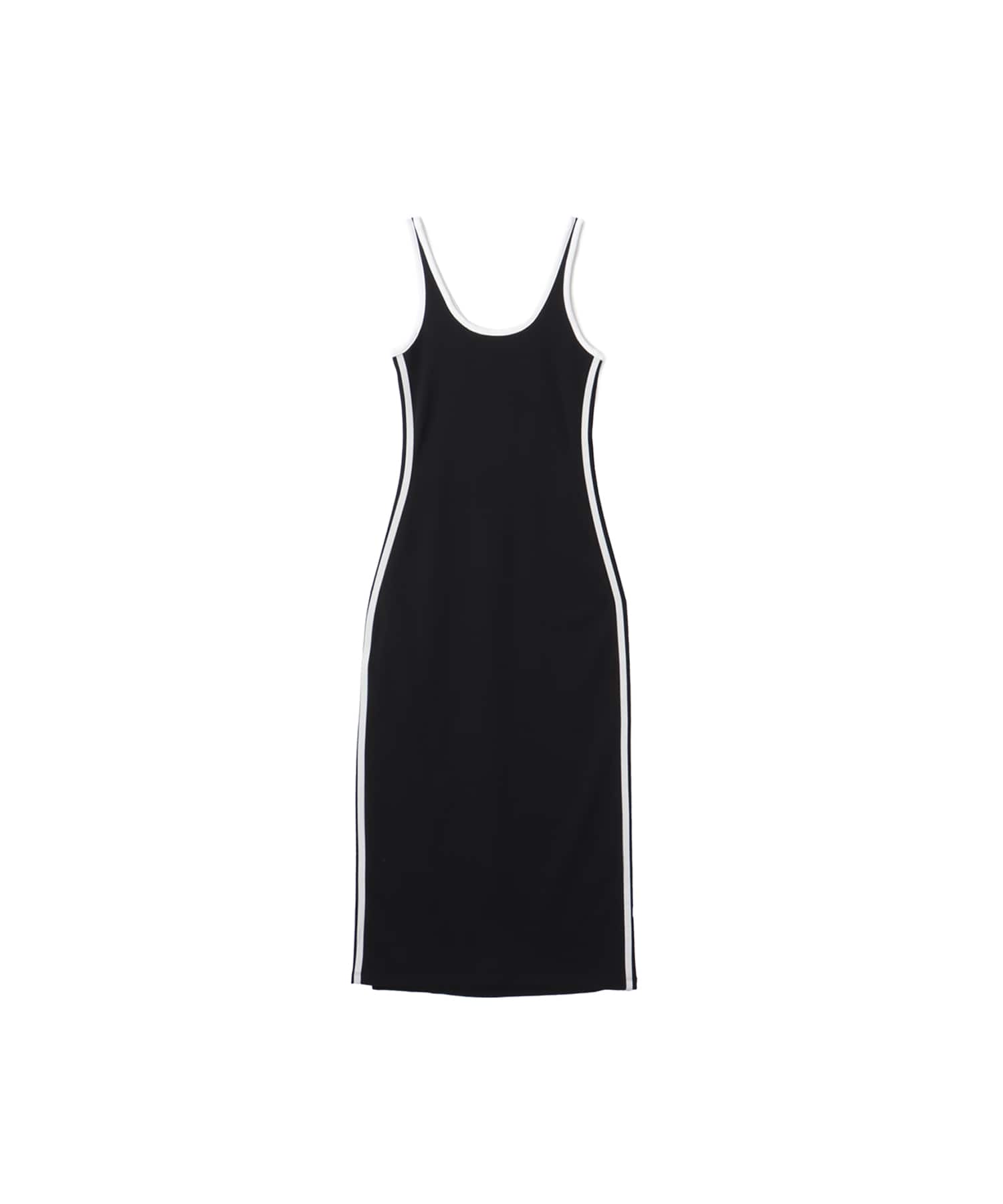  adidas 3 STRIPES TANK DRESS MAXI ブラック/ホワイトの画像