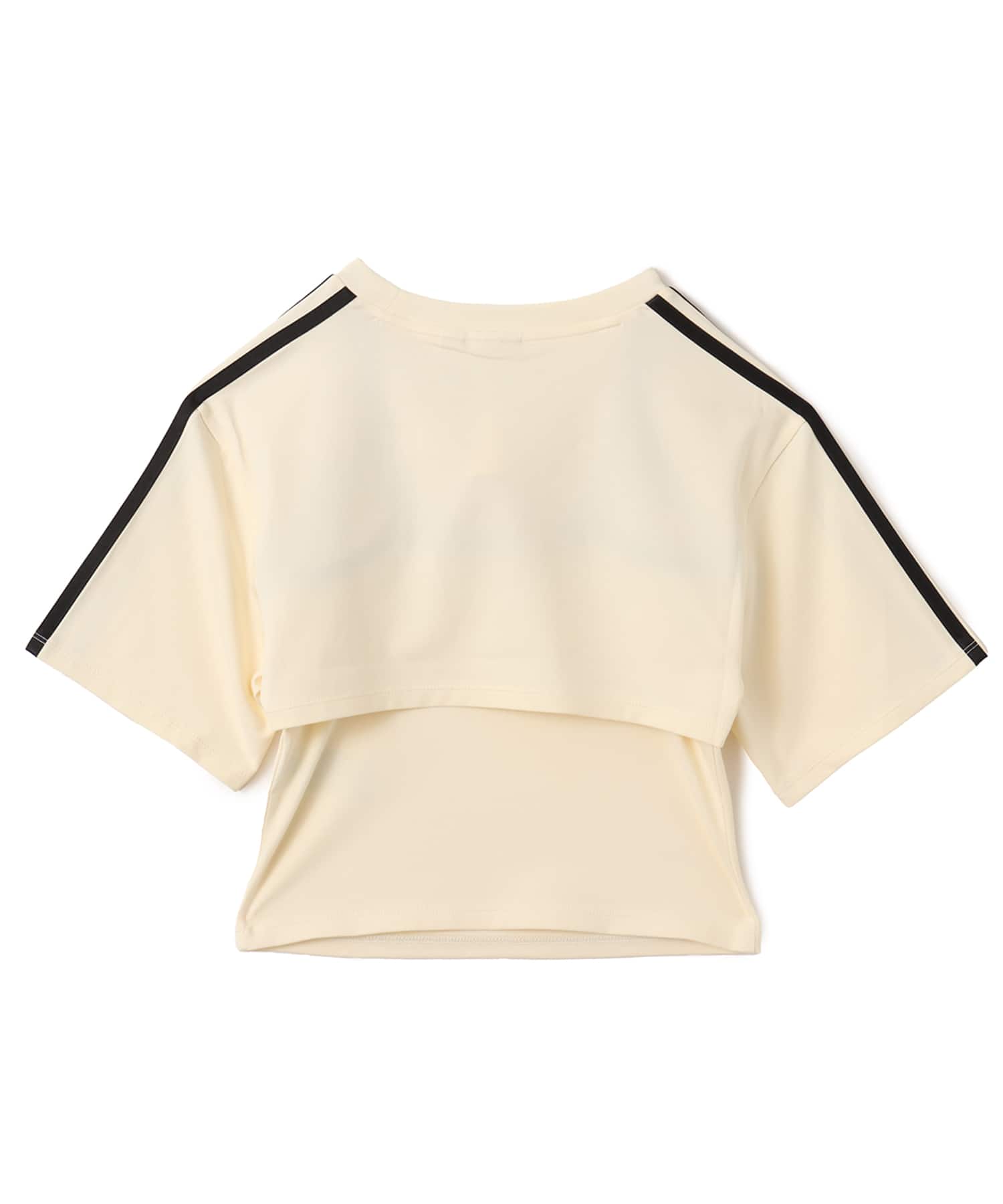 adidas CUT-OUT TEE クリームホワイト/ブラックの画像