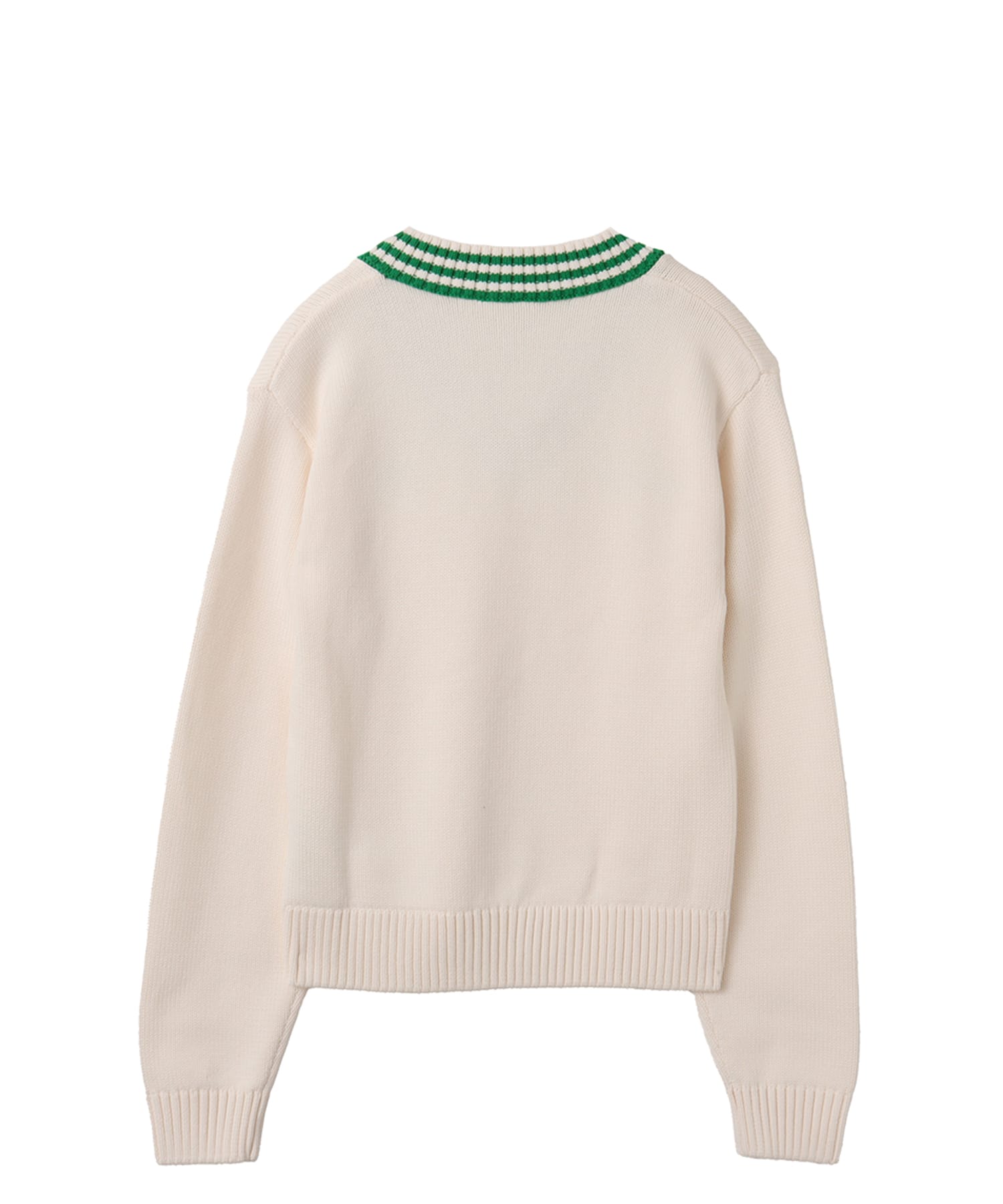 adidas SPORTY & RICH V-NECK SWEATSHIRT オフホワイト/ナイトネイビーの画像
