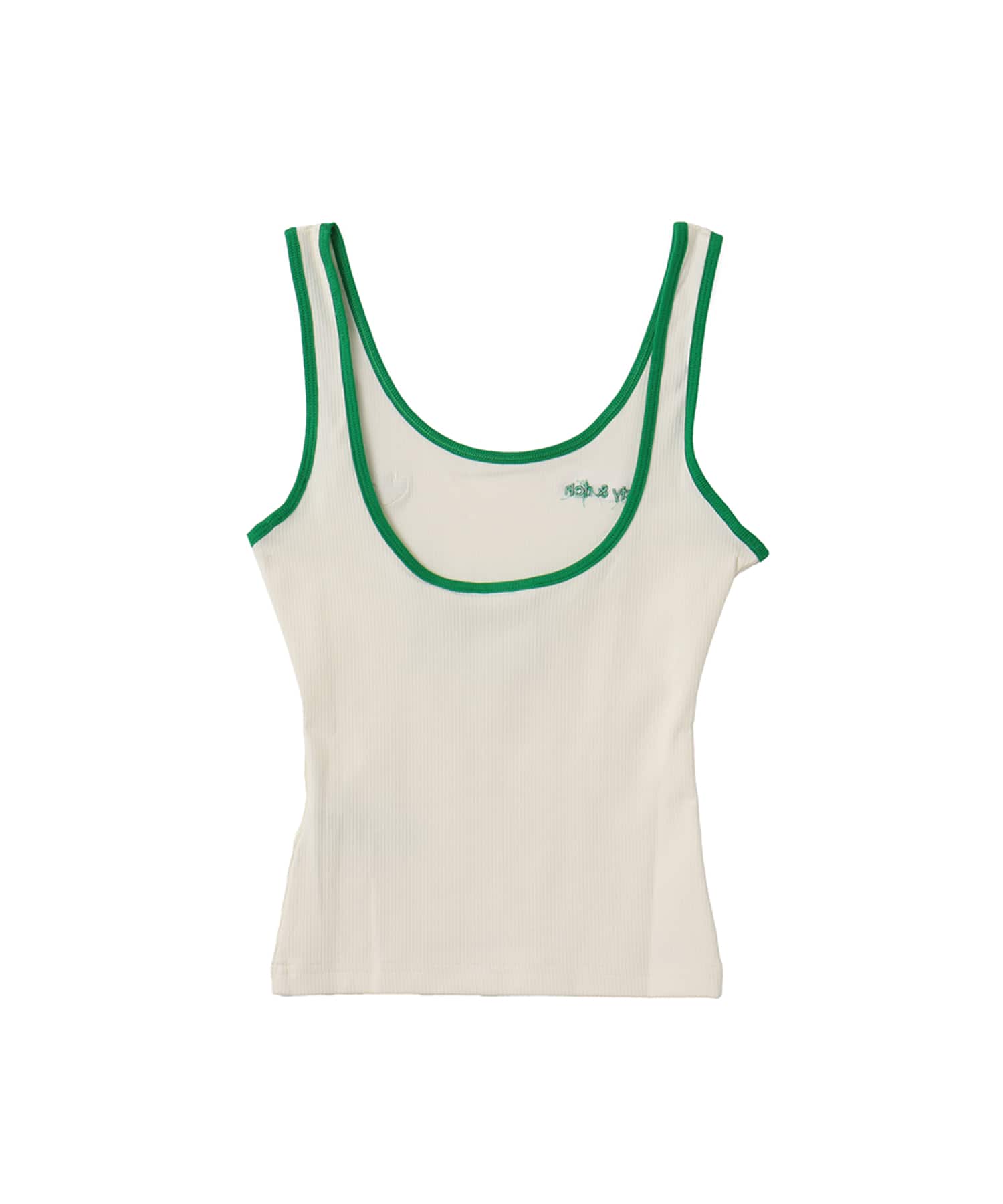 adidas SPORTY & RICH TANK TOP オフホワイト/グリーンの画像