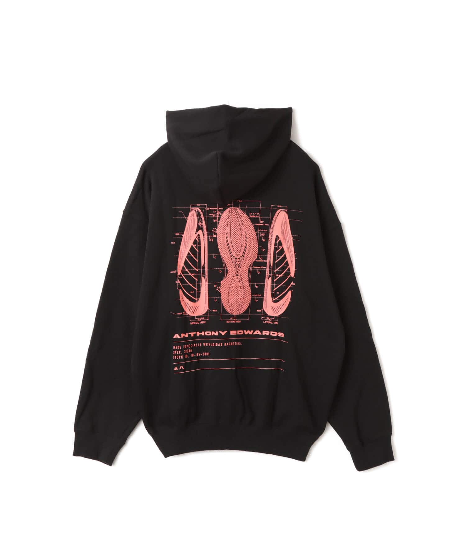 adidas ANTHONY EDWARDS SCHEMATIC HOODY ブラックの画像