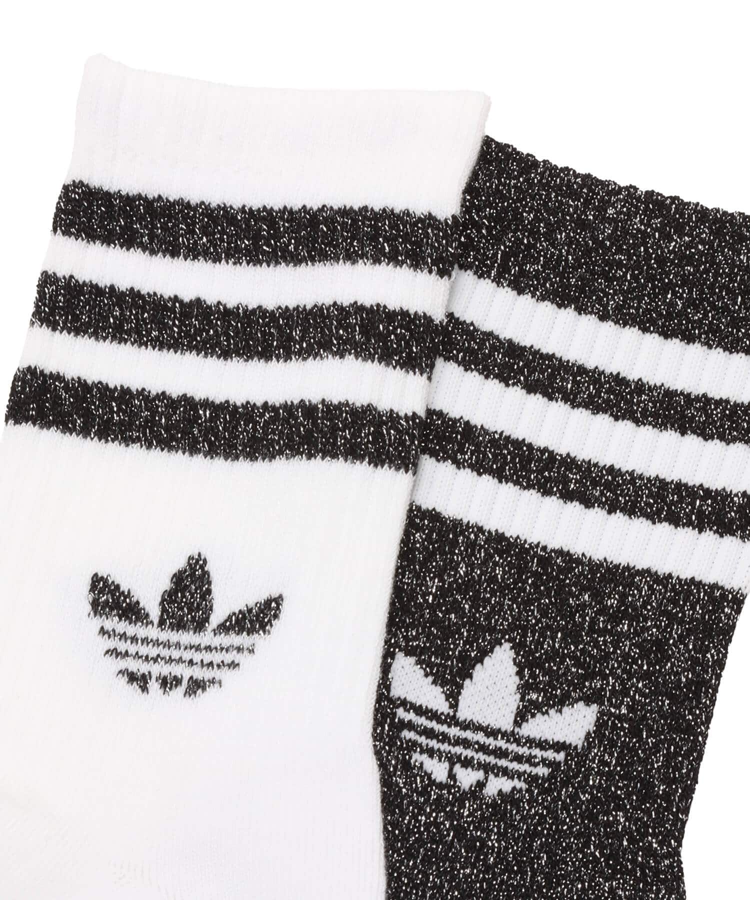 adidas 3 STRIPES GLITTER CREW SOCKS 2 PAIRS ブラック/ホワイトの画像
