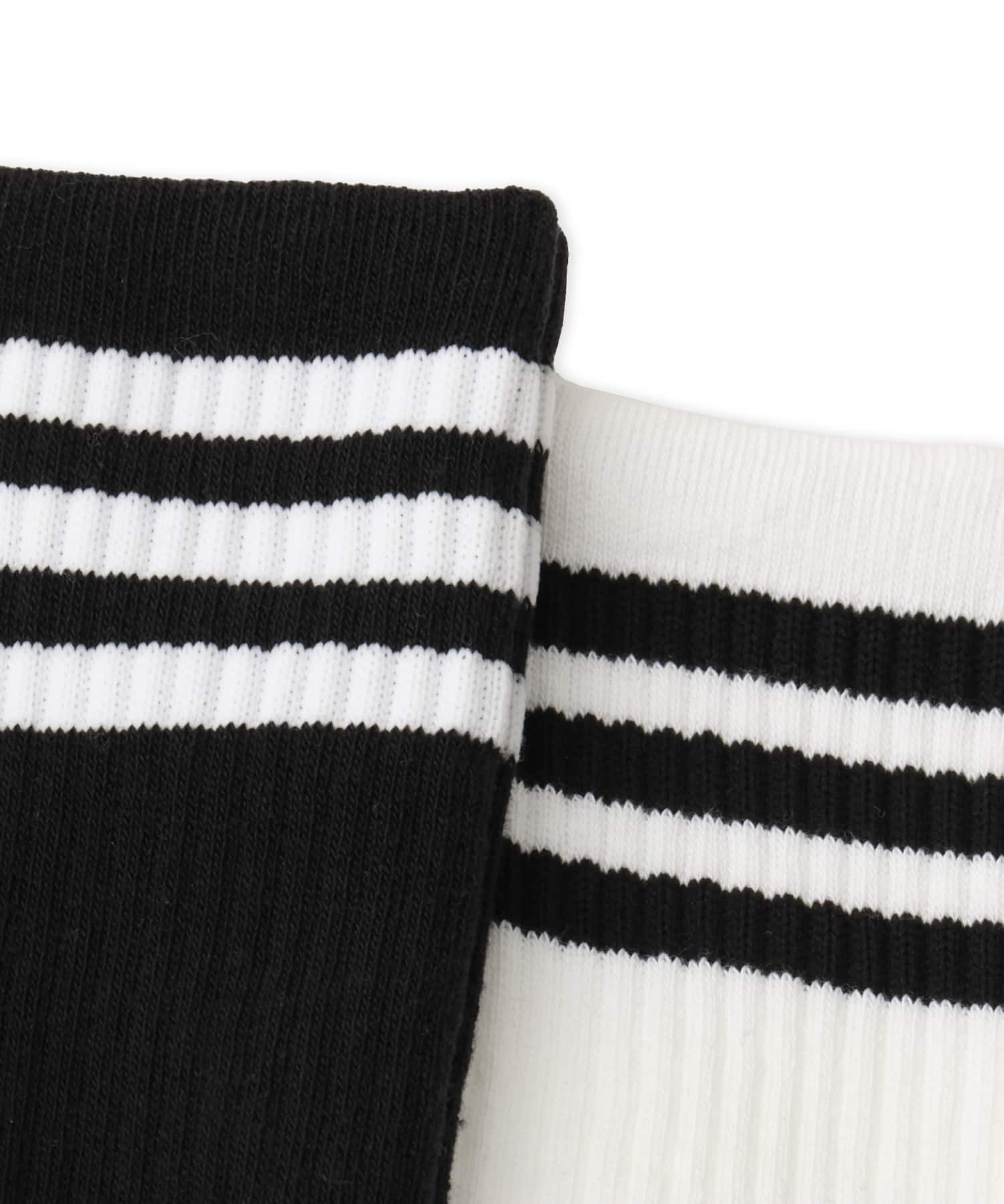 adidas 3 STRIPES KNEE SOCKS 2 PAIRS ホワイト/ブラックの画像