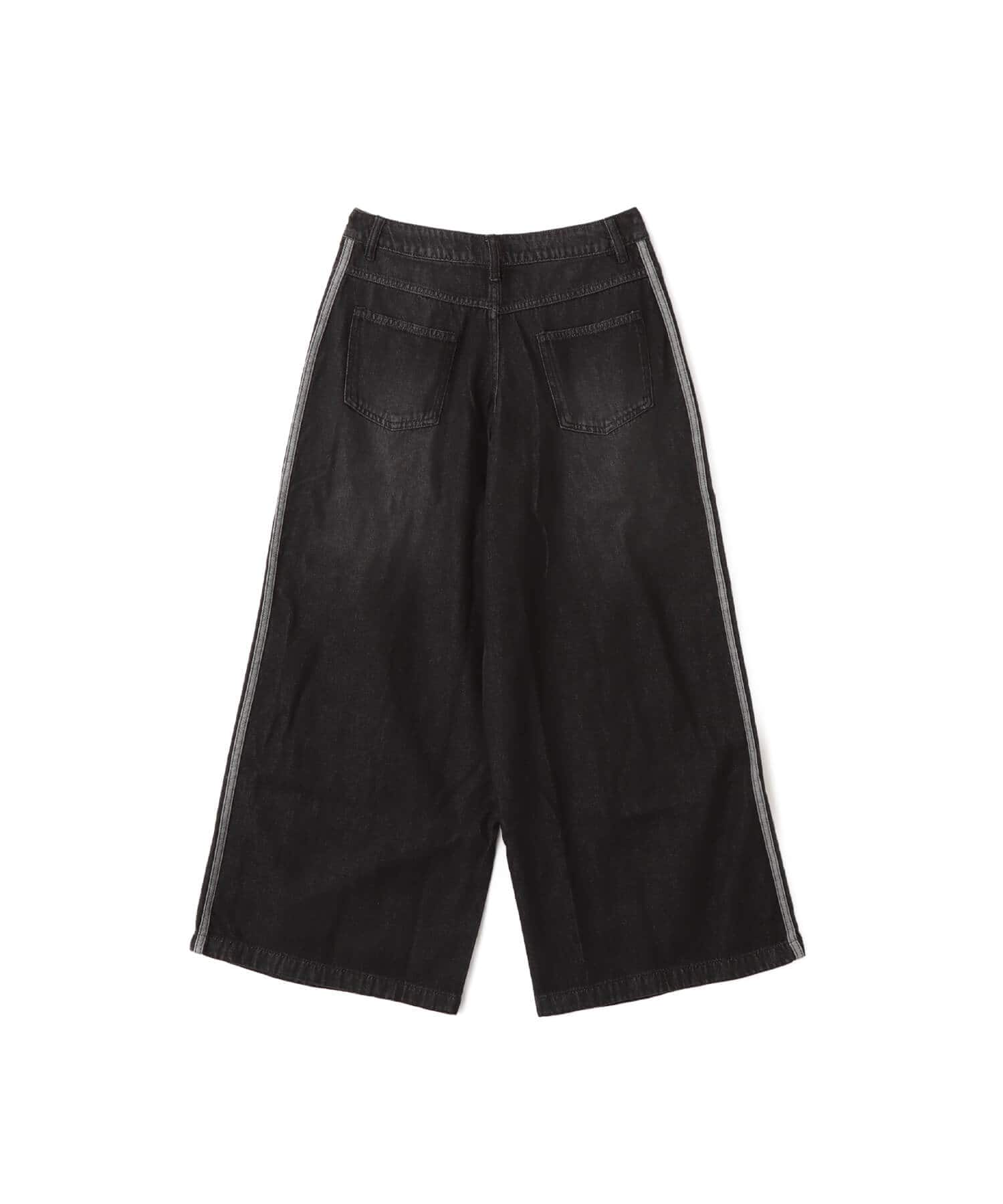 adidas ADICOLOR FIREBIRD OVERSIZED DENIM PANT ブラックの画像
