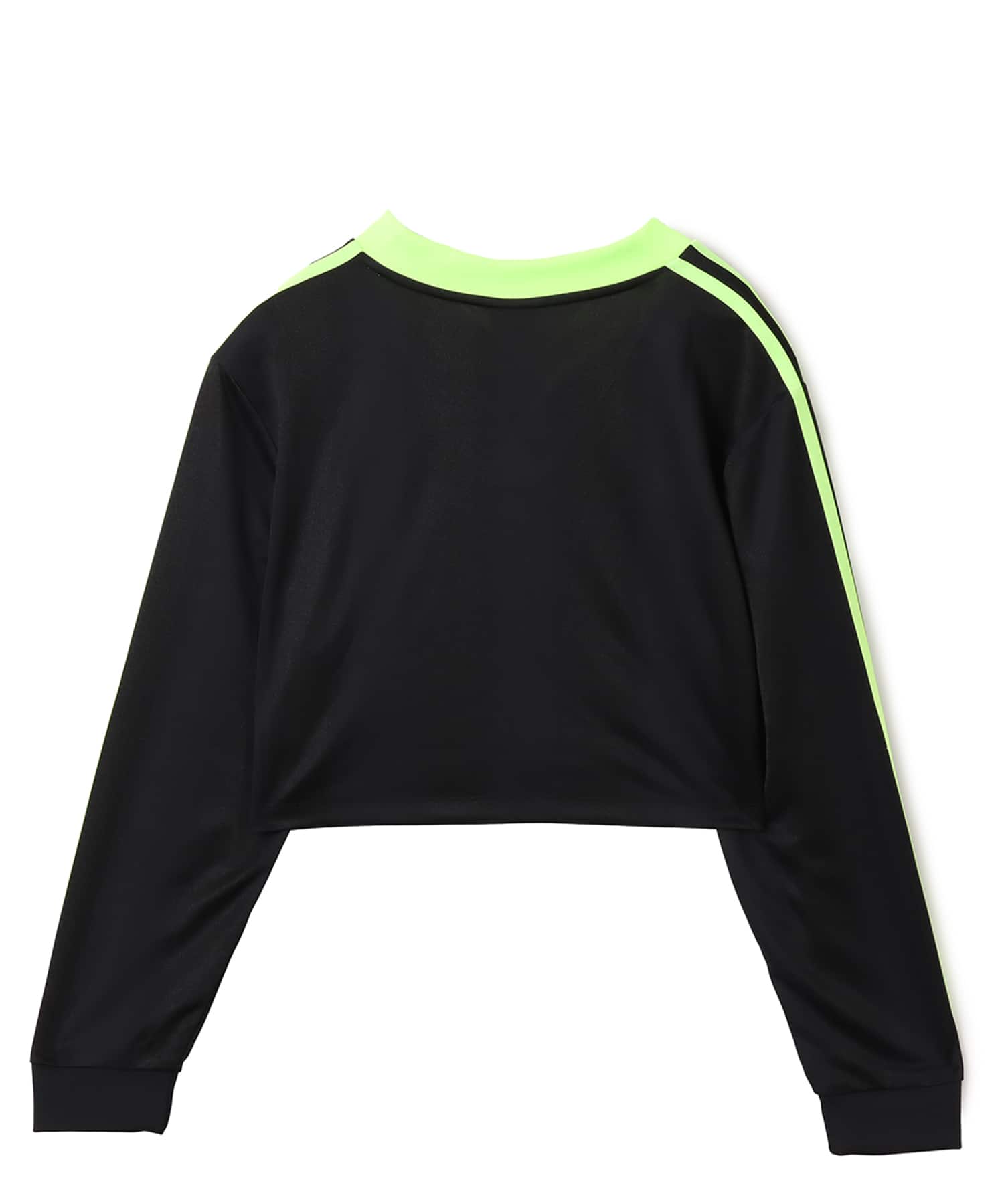 adidas ADICOLOR FOOTBALL JACQUARD CROP LONG-SLEEVE TOP ブラック/シグナルグリーンの画像